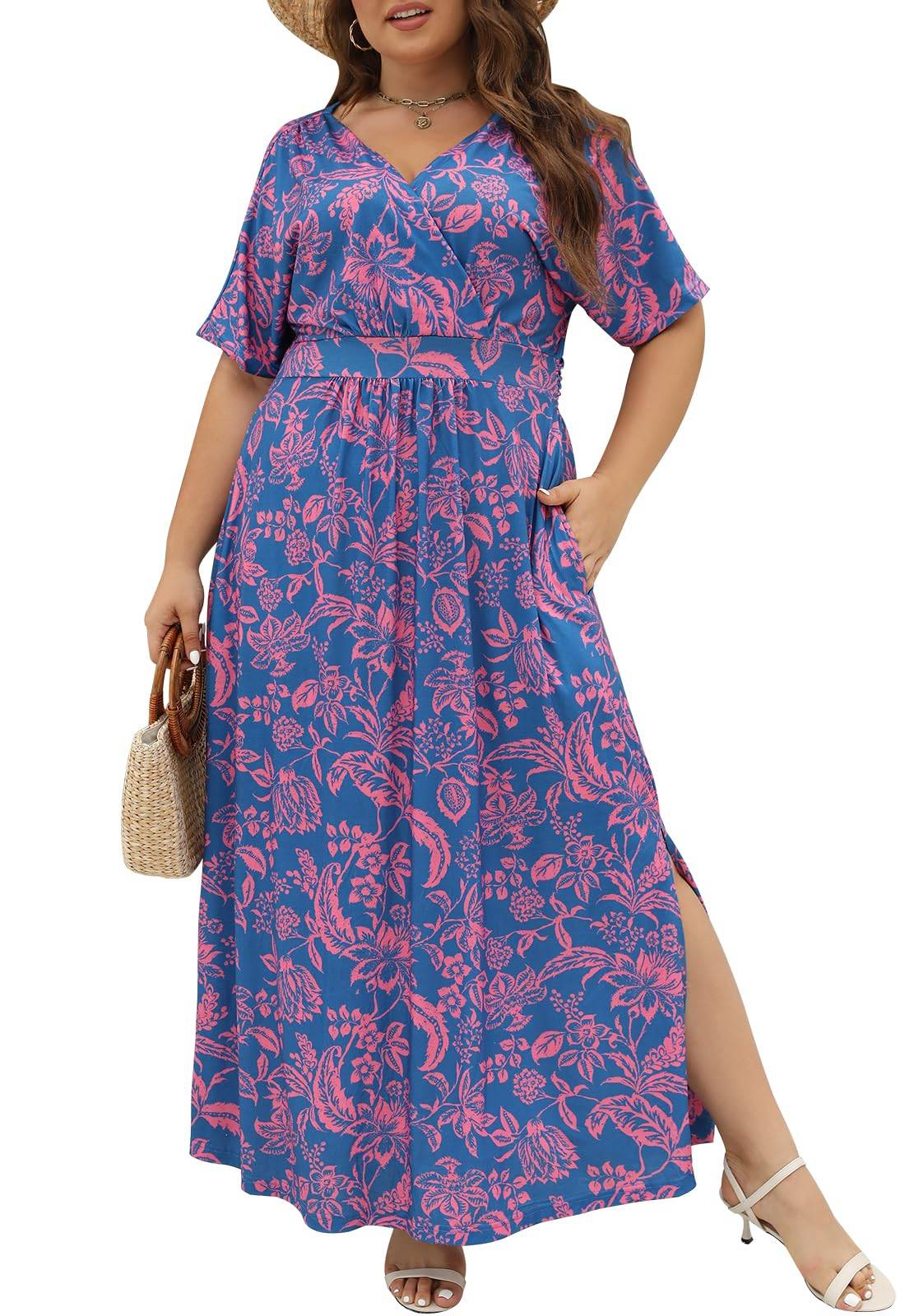 Plus Size Maxi Dresses Women Boho Floral