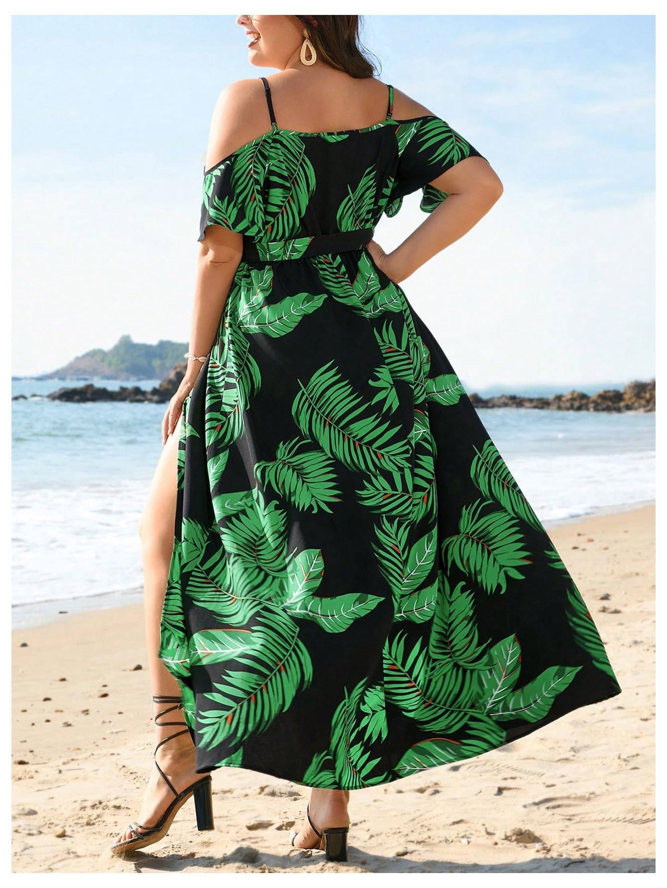 Women's Plus Size Short Sleeve Long Dress