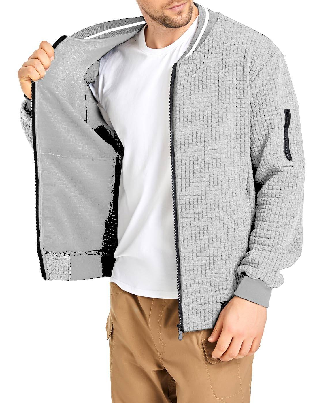 Mens Lightweight Jacket Casual Bomber Jacket Varsity Coat