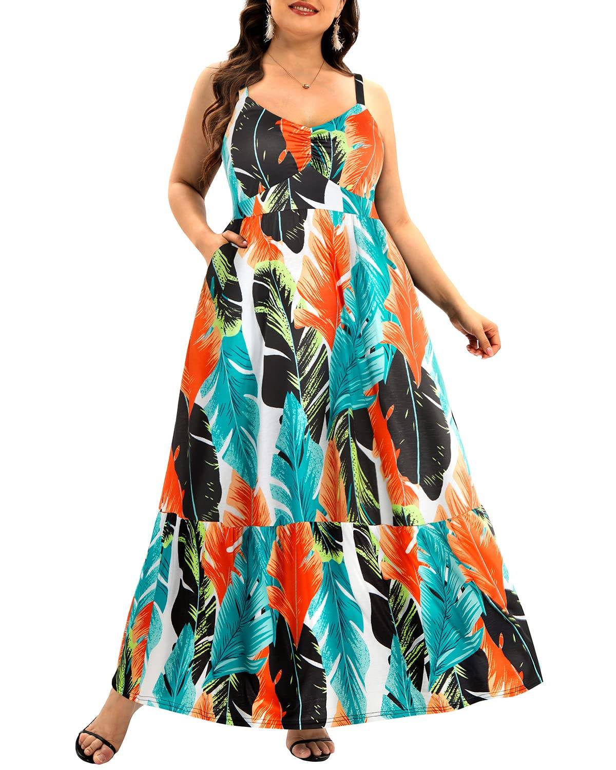 Women's Plus Size Maxi Sun Dress Sundress Pockets