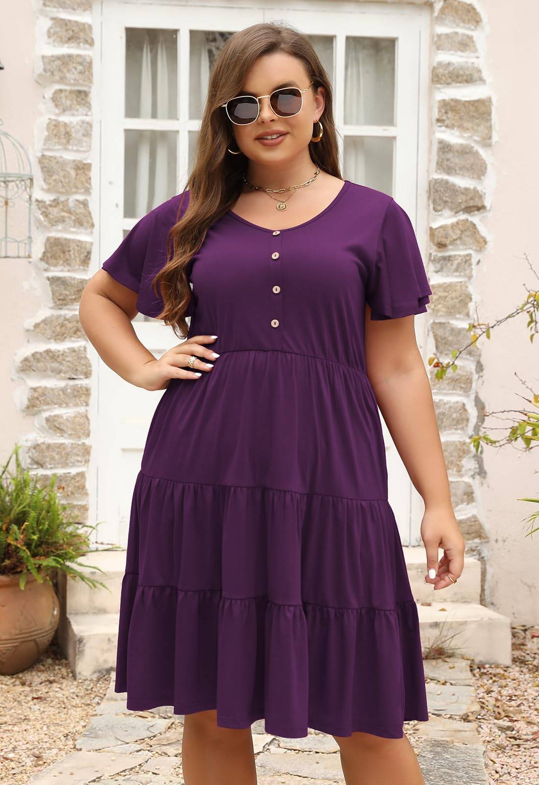 Womens Plus Size Swing Dress with Pocket