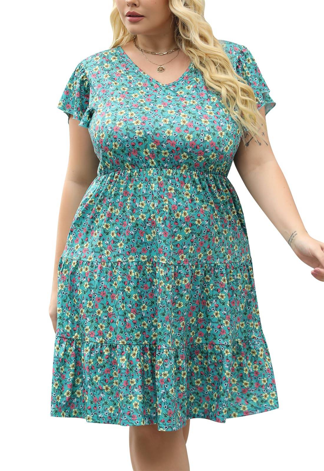 Womens Plus Size dresses Midi Dress with Pockets