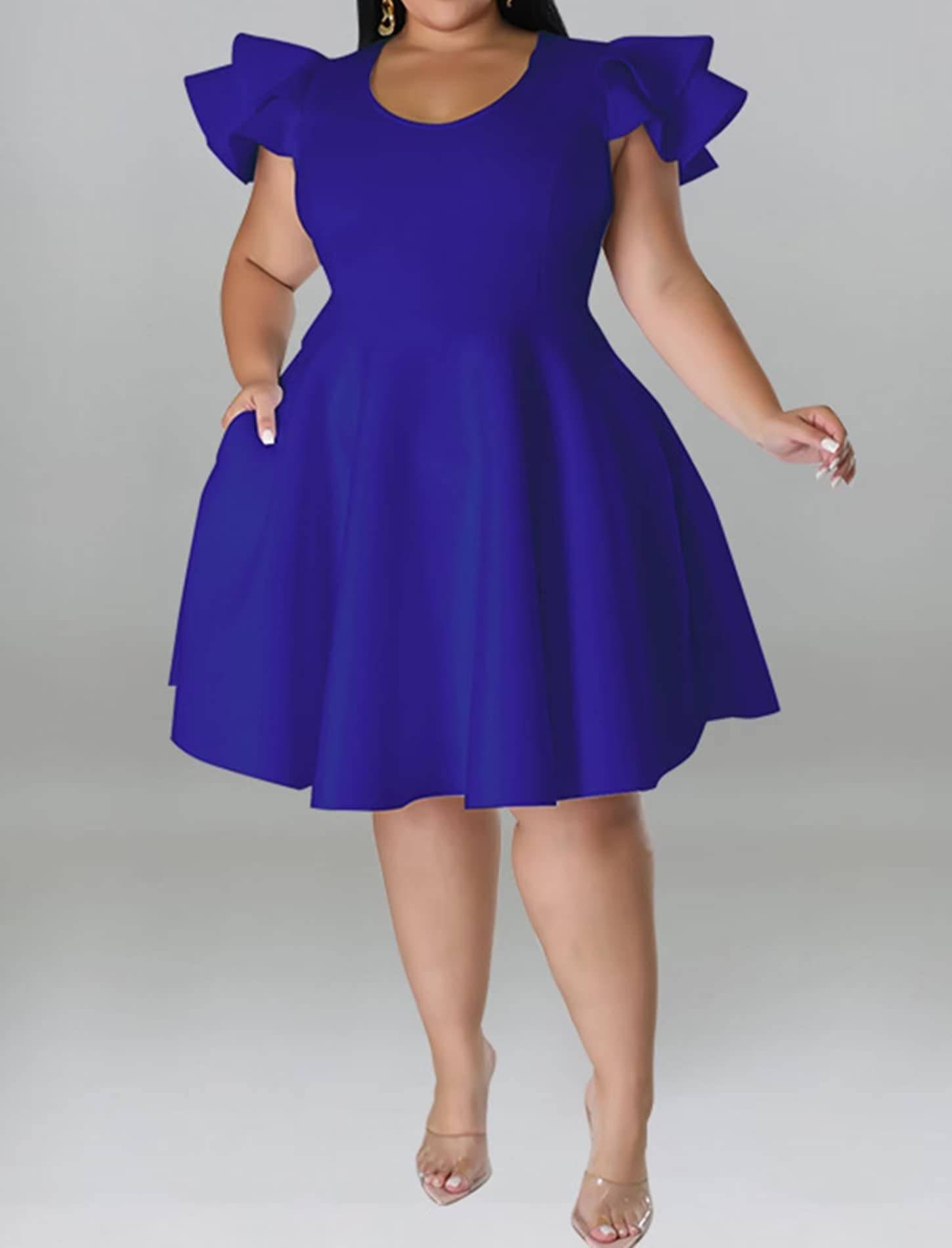 Women's Plus Size A Line Party Dress with Pockets