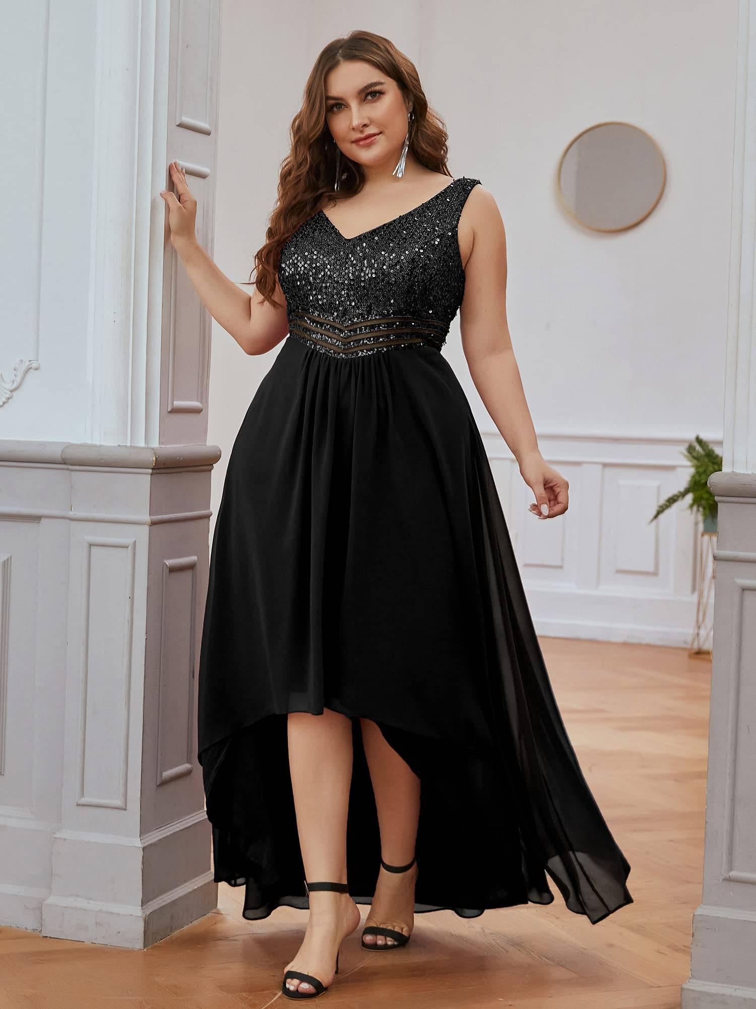 Plus Women V Neck Maxi Formal Party Dress