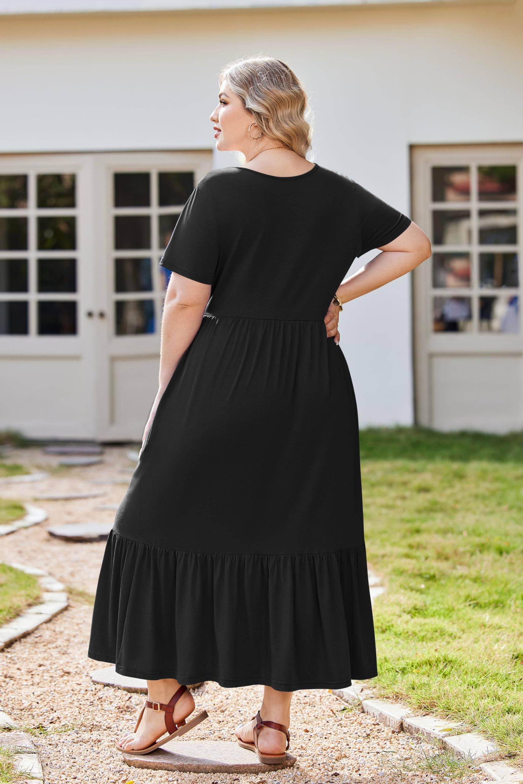 Women Plus Size Long Maxi Dresses with Pockets