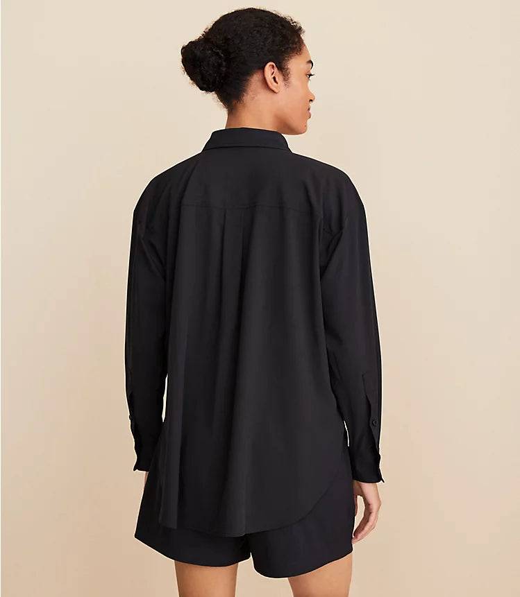 Oversized Wanderweave Pocket Tunic Shirt Blouse for Work