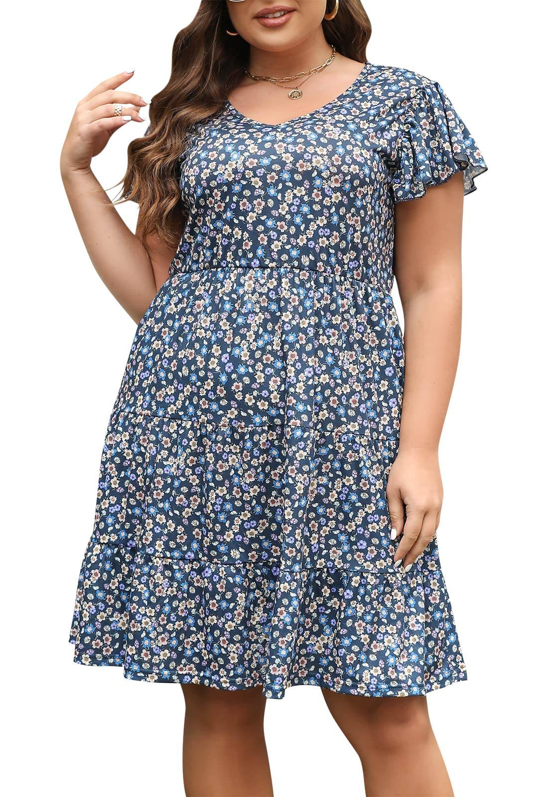 Womens Plus Size dresses Midi Dress with Pockets