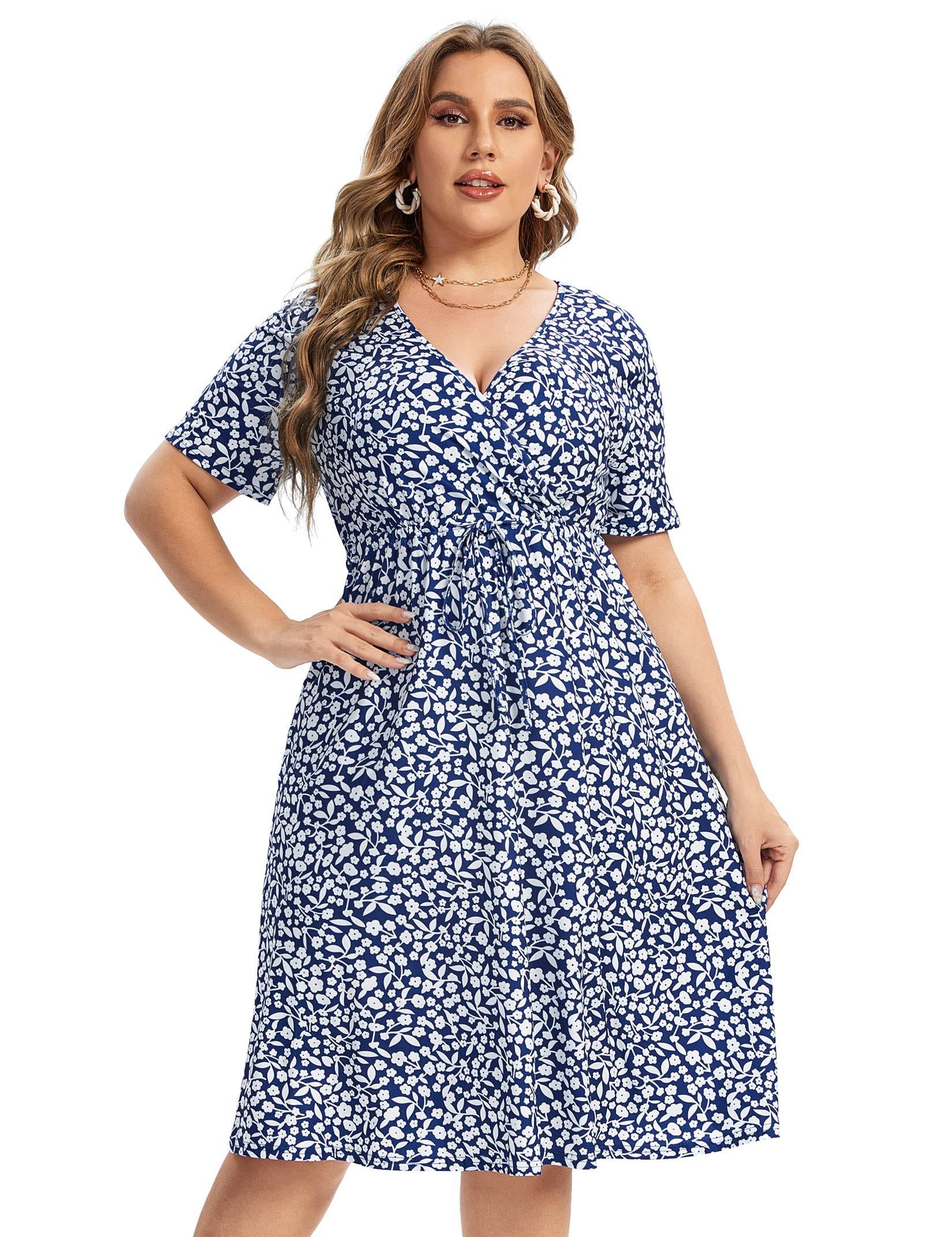 Plus Size Summer Dress Women's A Line Midi Dresses