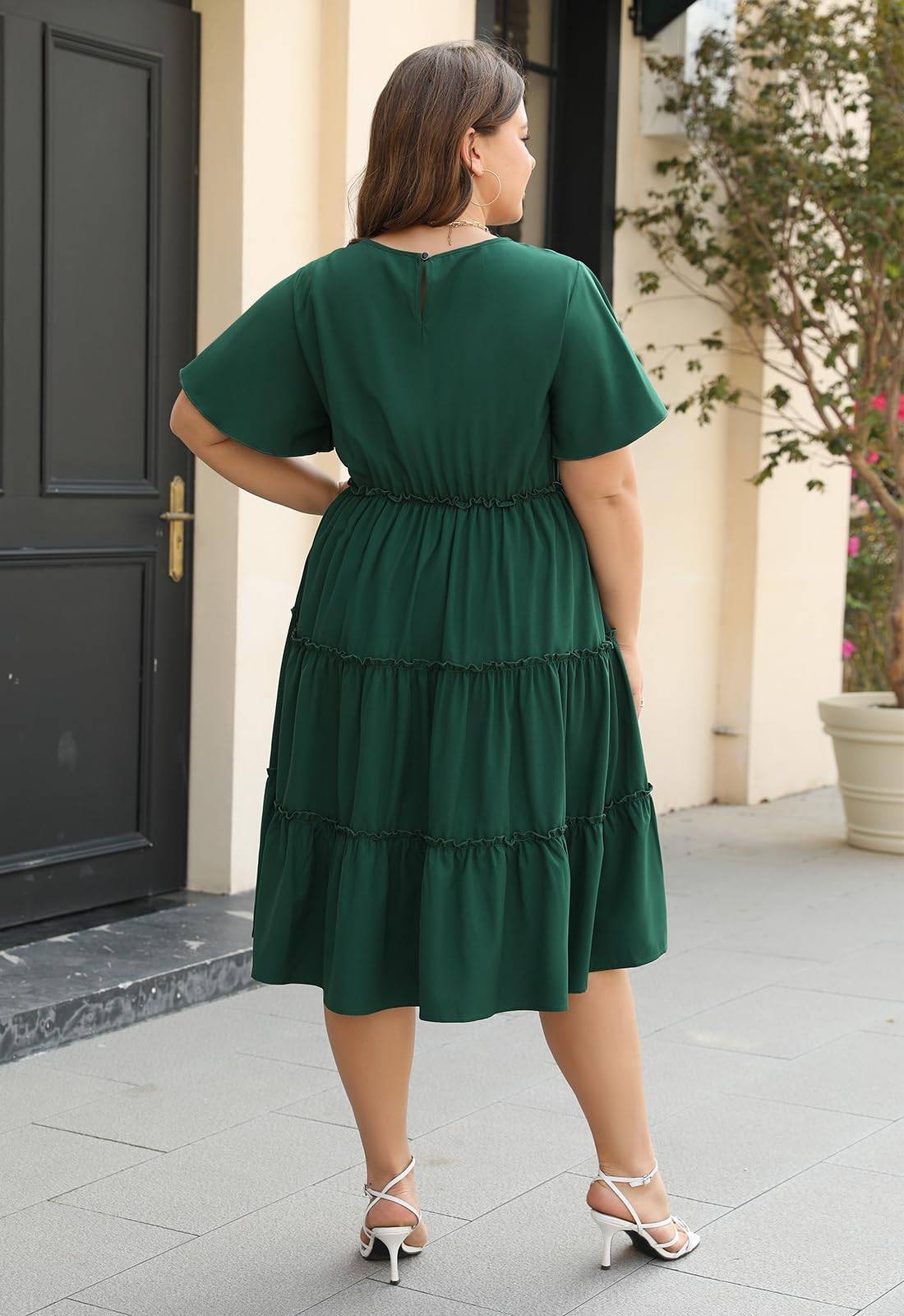 Women Plus Size Summer Midi Dress with Pocket