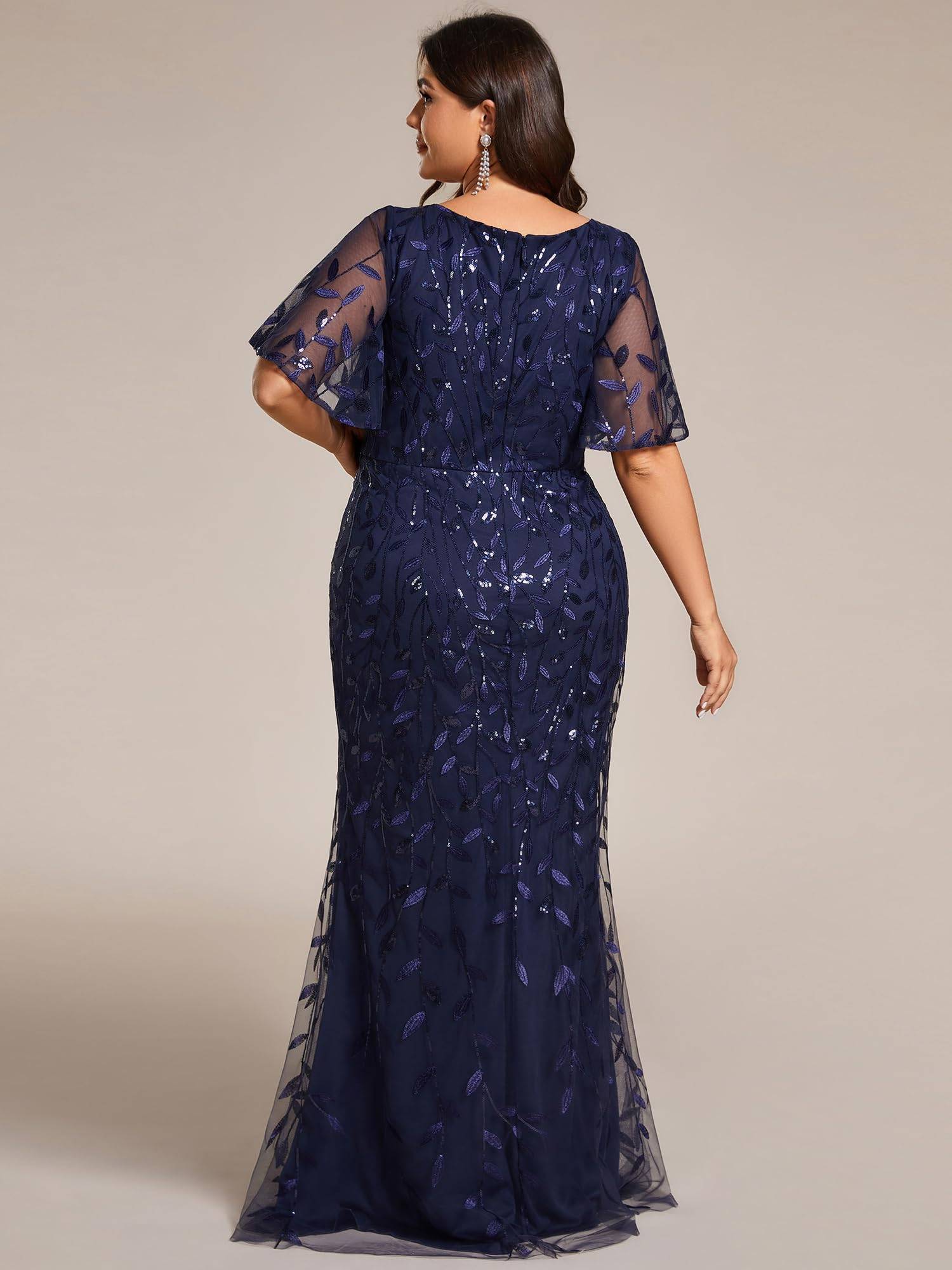 Women's V-Neck Sparkly Formal Dresses Plus Size