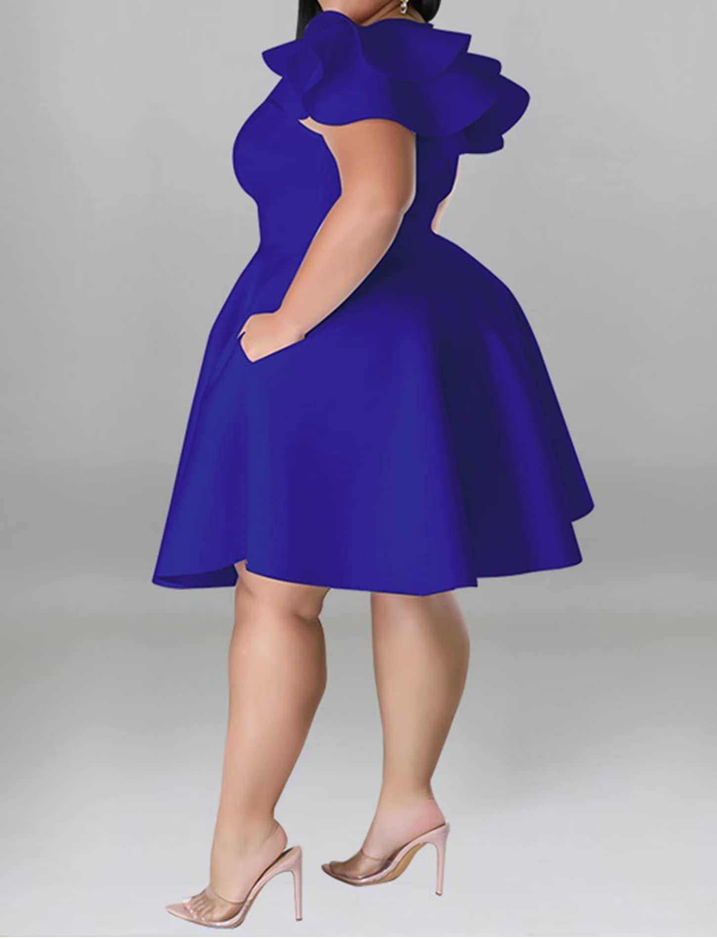 Women's Plus Size A Line Party Dress with Pockets