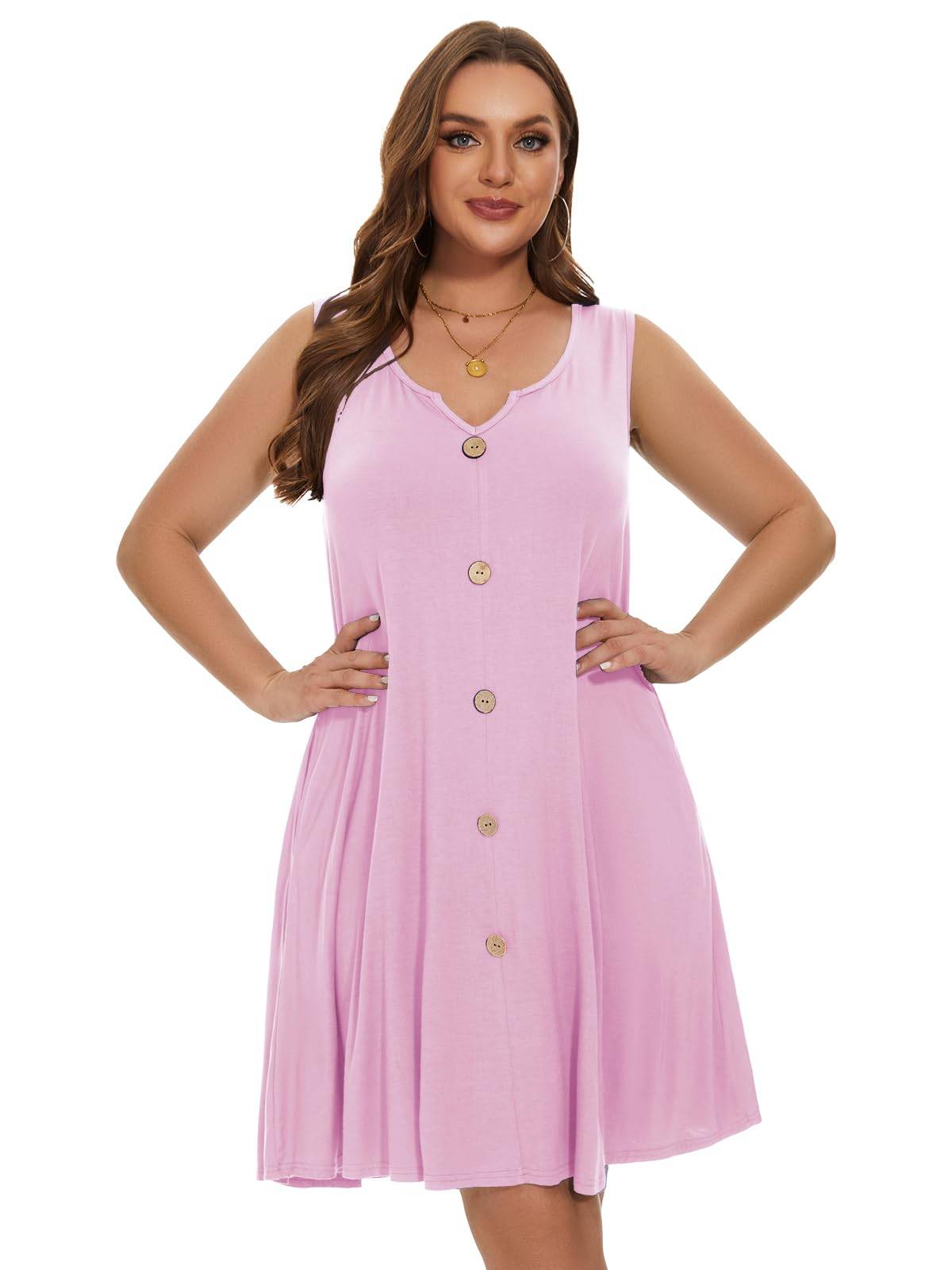 Women Plus Size A Line Sundresses Midi Dress