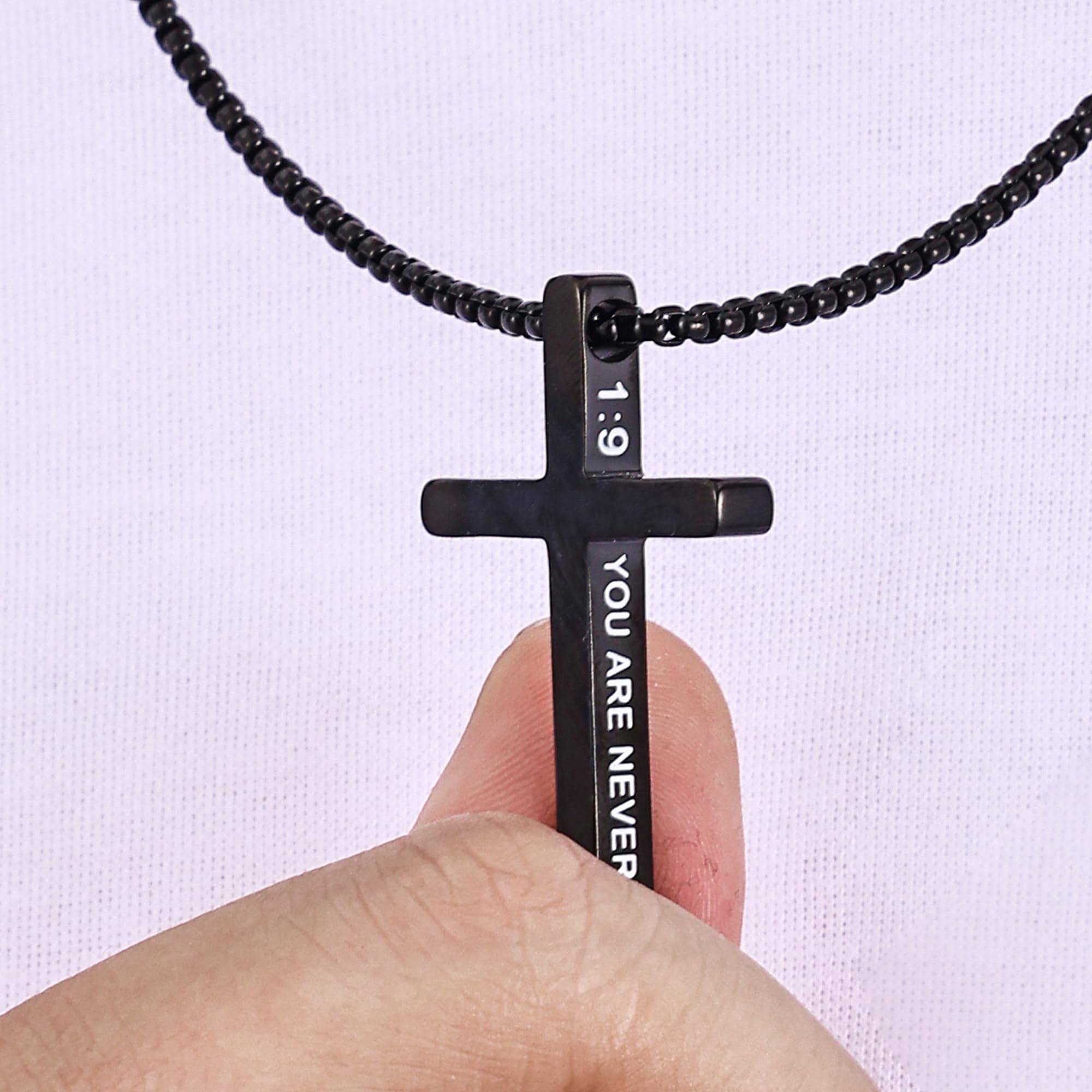 Cross Necklace for Men, Inspirational Bible Verse Cross Chain for Men, 316 Stainless Steel Cross Necklace for Men