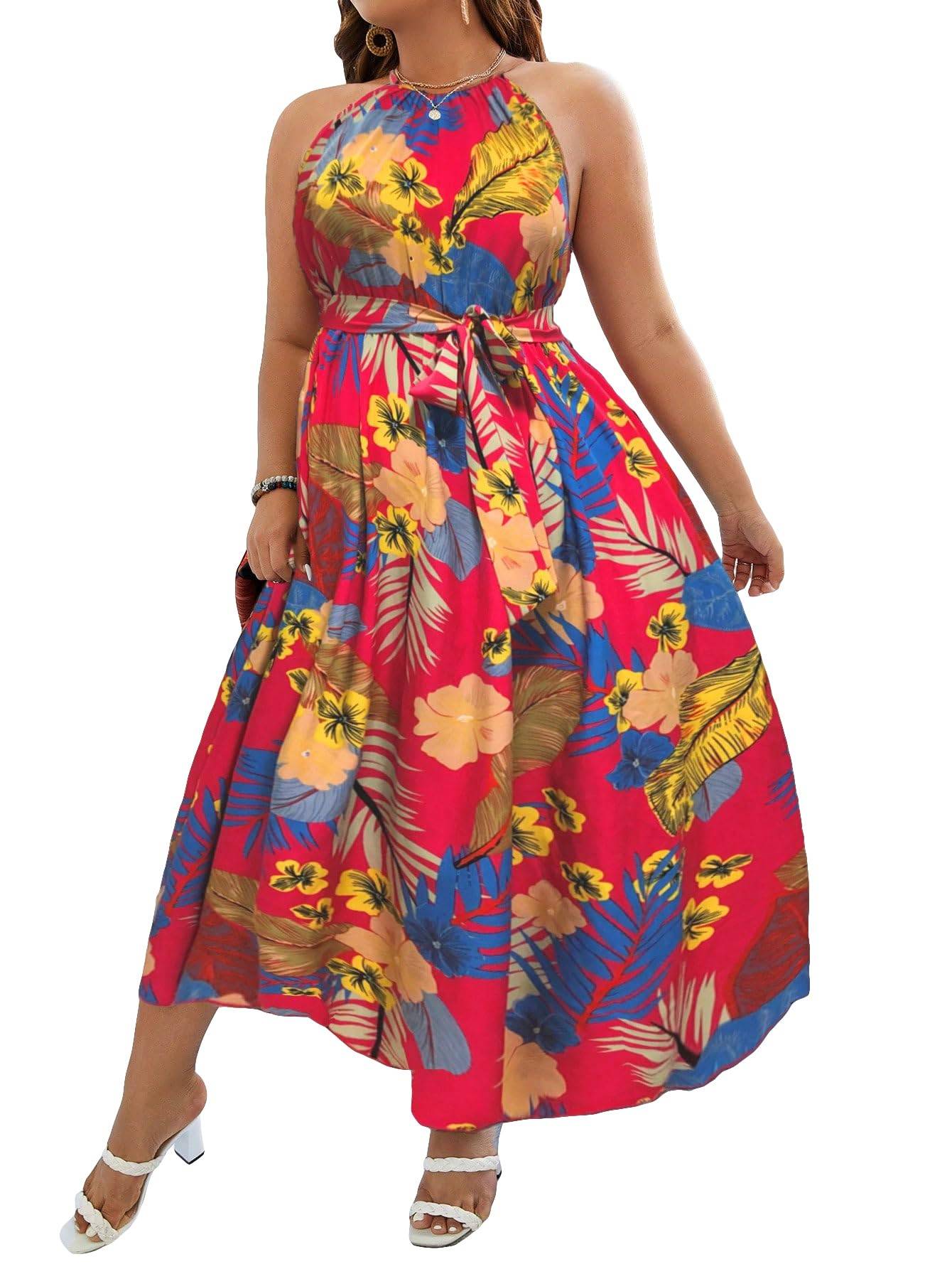 Women's Plus Size Boho A Line Long Dress