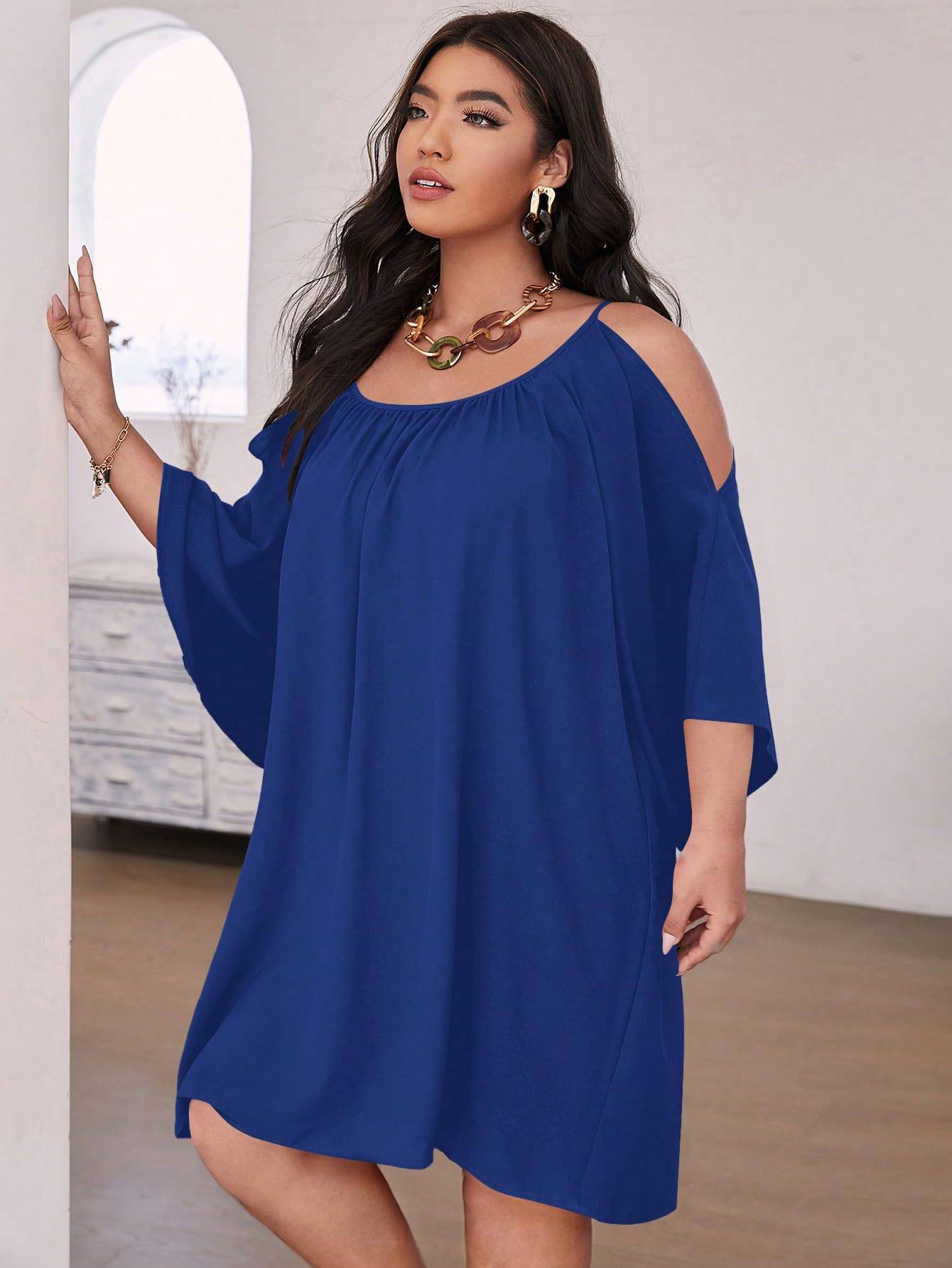 Women Plus Size Summer Dress Cold Short Dresses