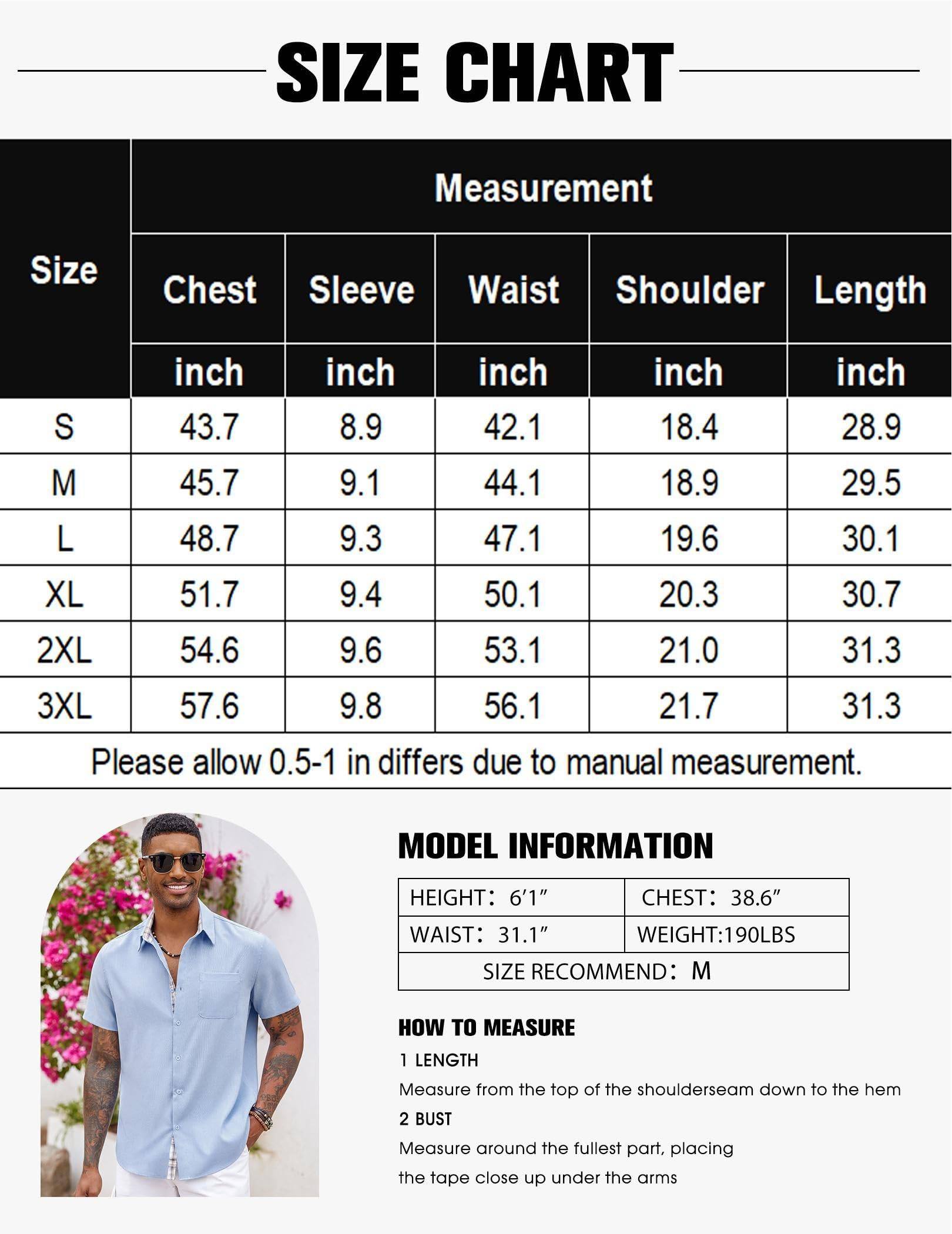 Men's Button Down Shirts Short Sleeve Casual Shirts Summer Beach Shirts Vacation Wedding Shirts with Pocket