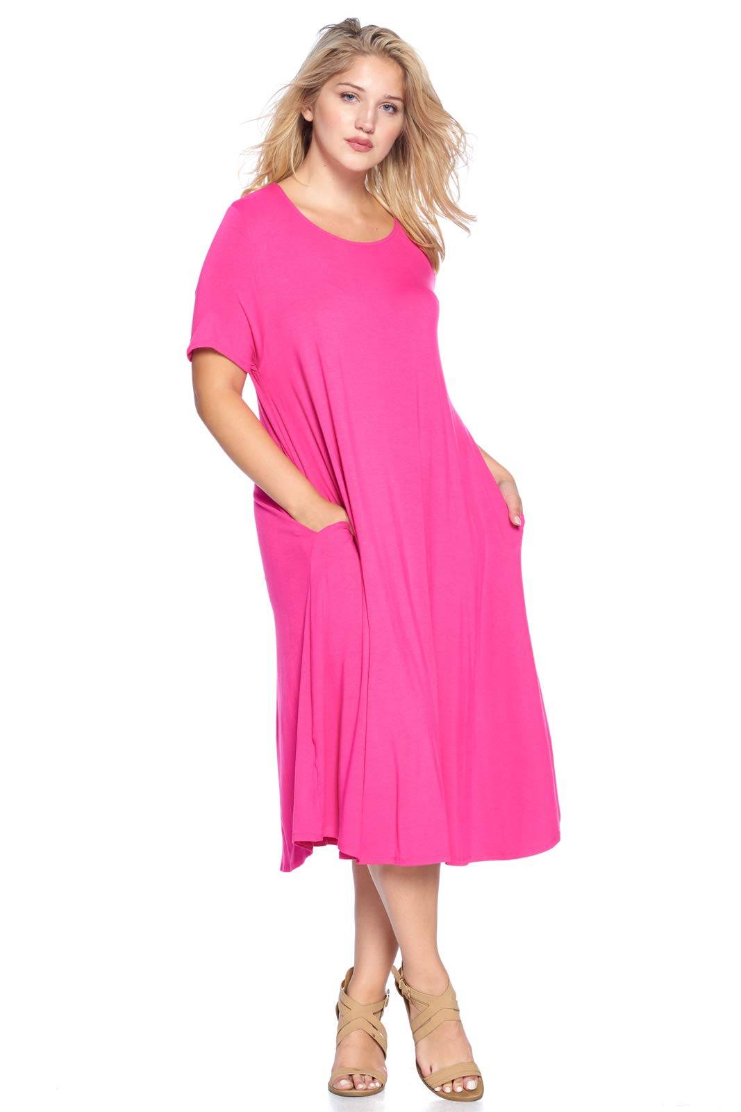 Women's Plus Size A-Line Pocket Midi Dress