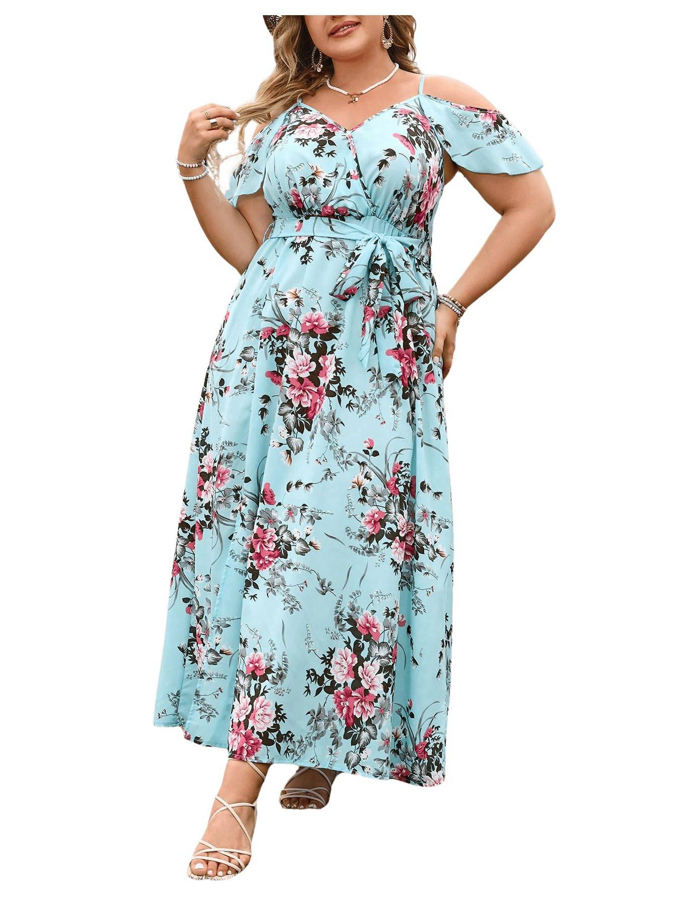 Women's Plus Size Short Sleeve Long Dress