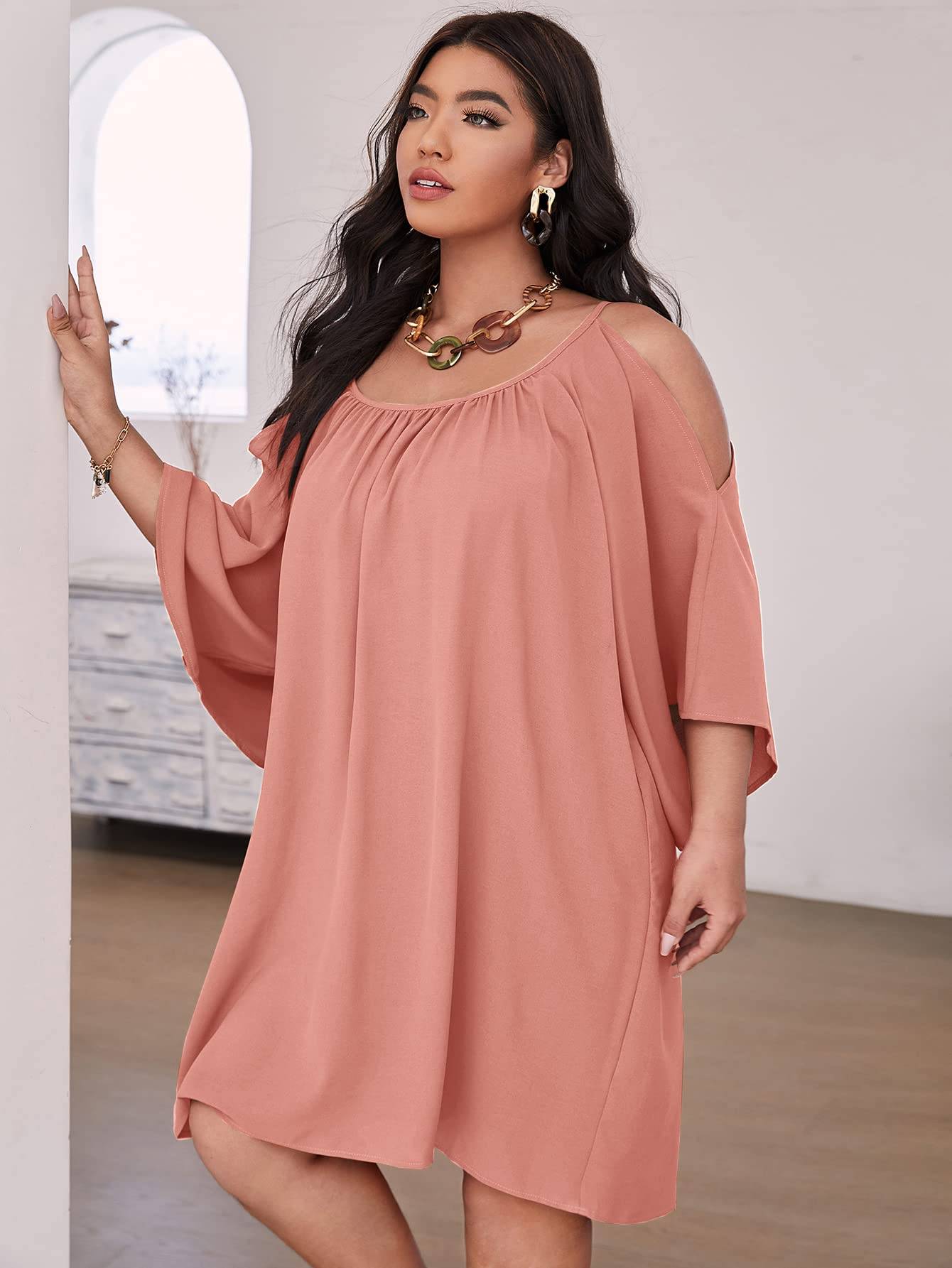 Women Plus Size Summer Dress Cold Short Dresses