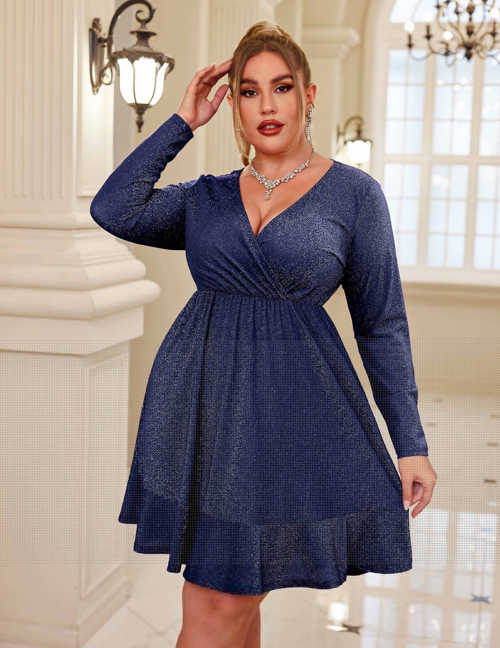 Plus Size Womens Glitter Dress Party Dresses