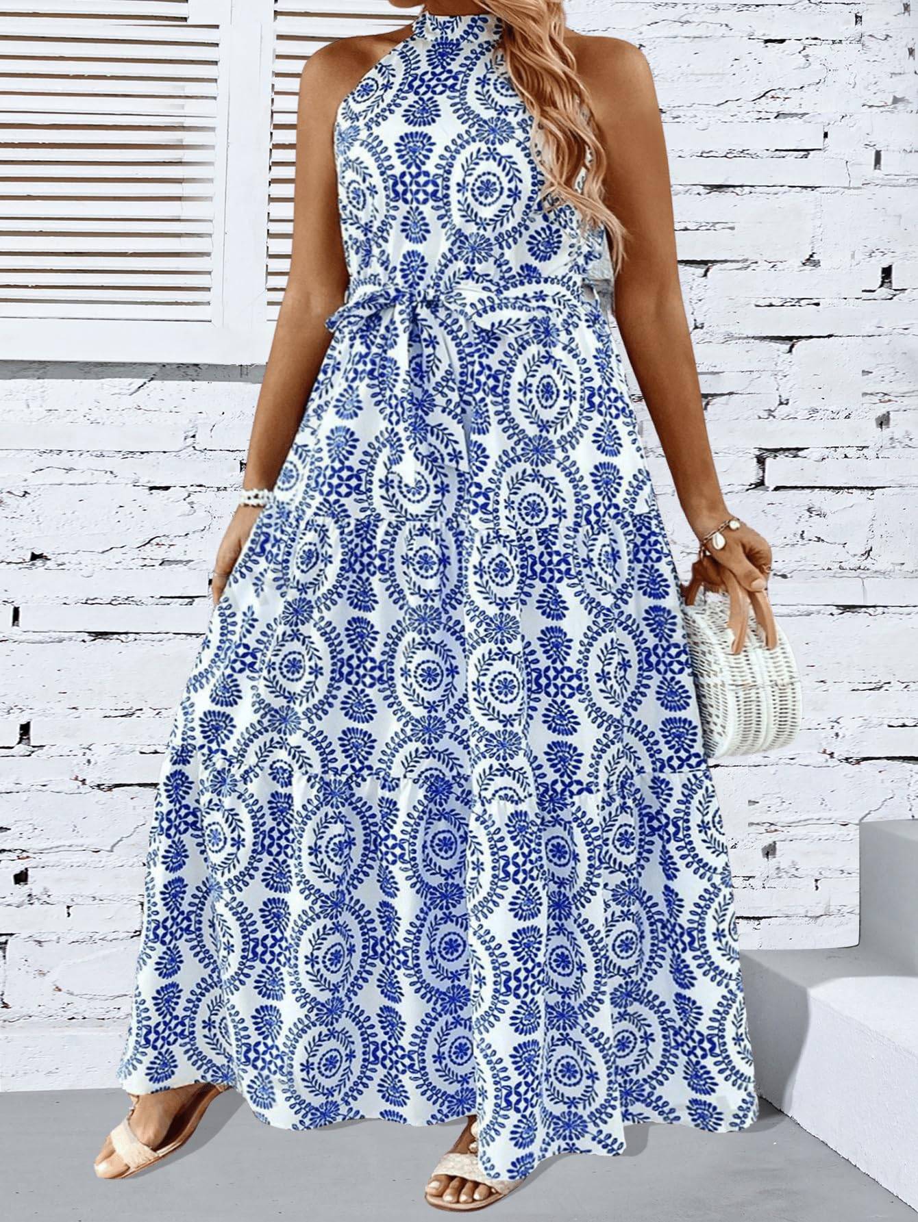 Women's Plus Size Boho A Line Long Dress