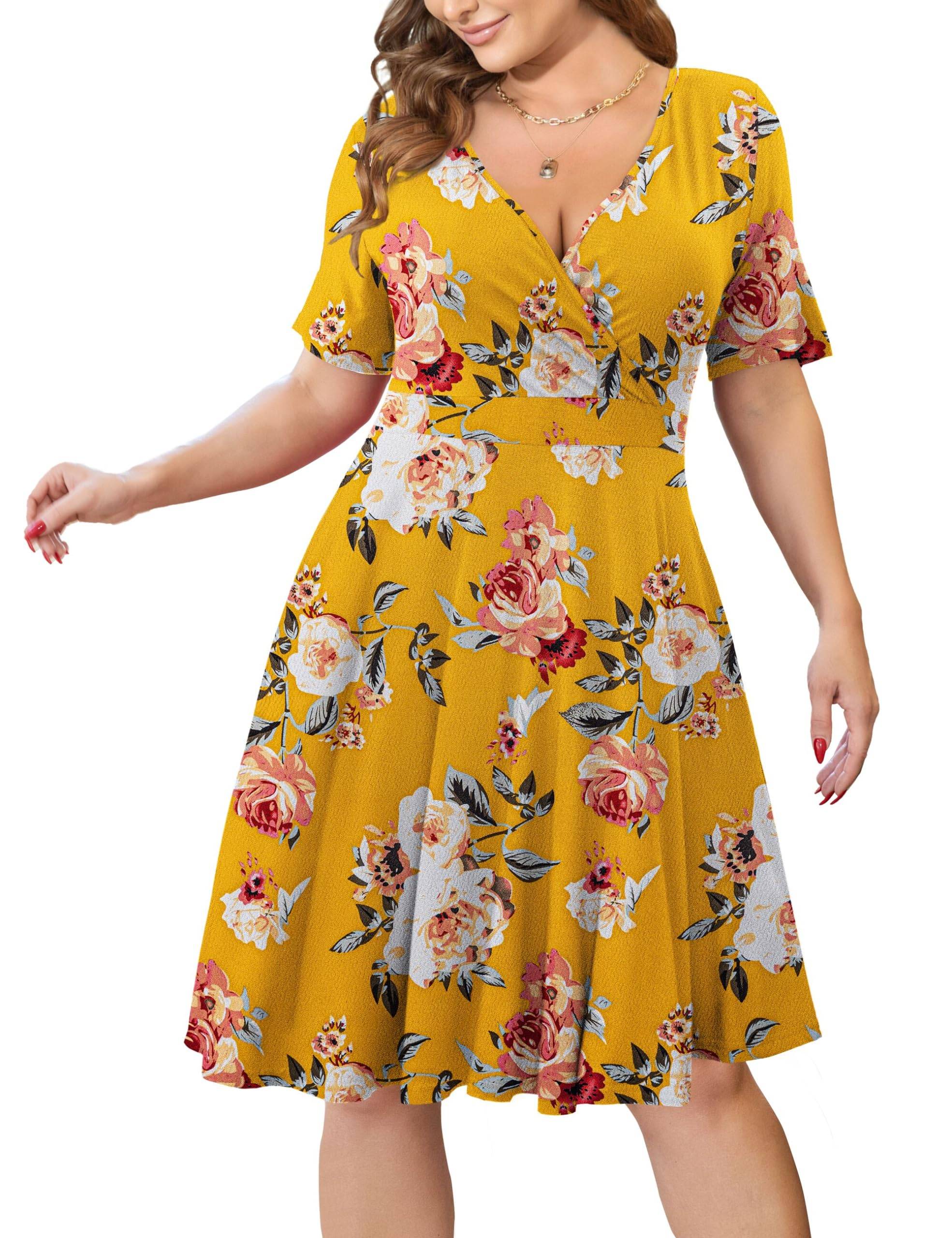 Womens Plus Size Dresses Wrap Dress with Pockets