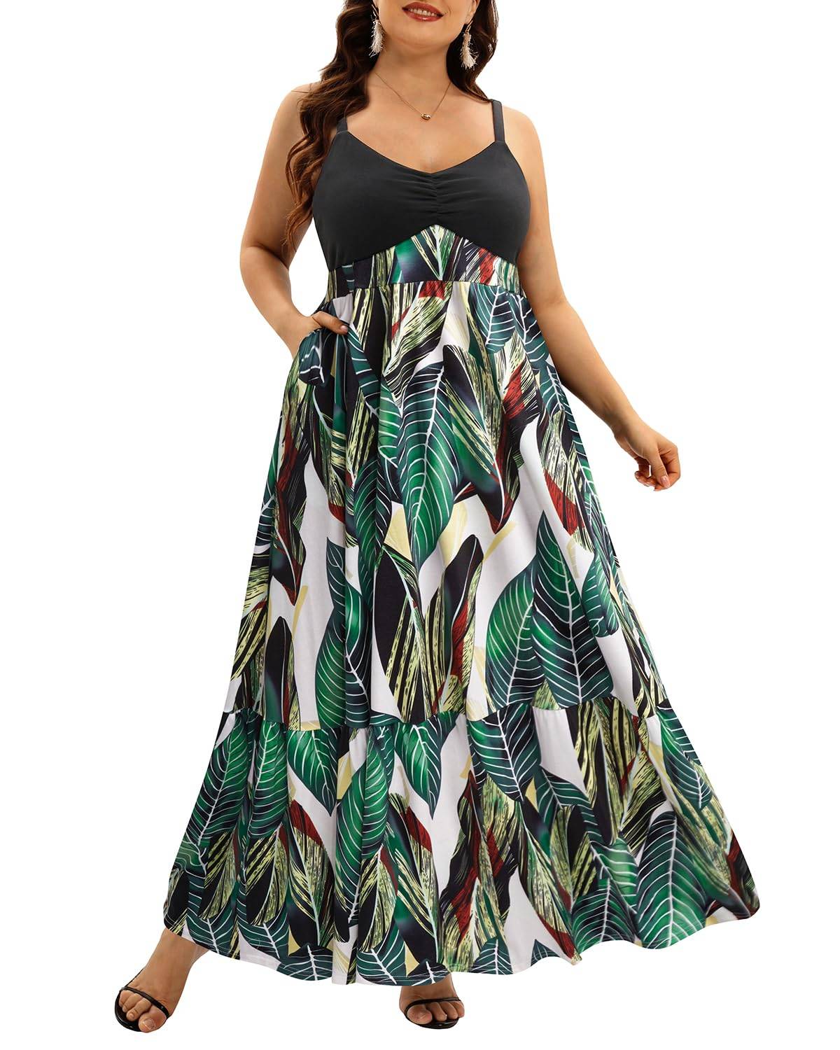 Women's Plus Size Maxi Sun Dress Sundress Pockets