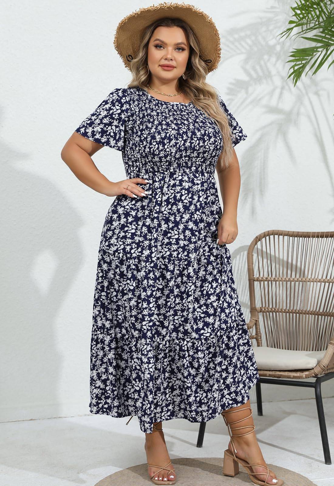 Women's Plus Size Maxi Dress Floral Boho Dress