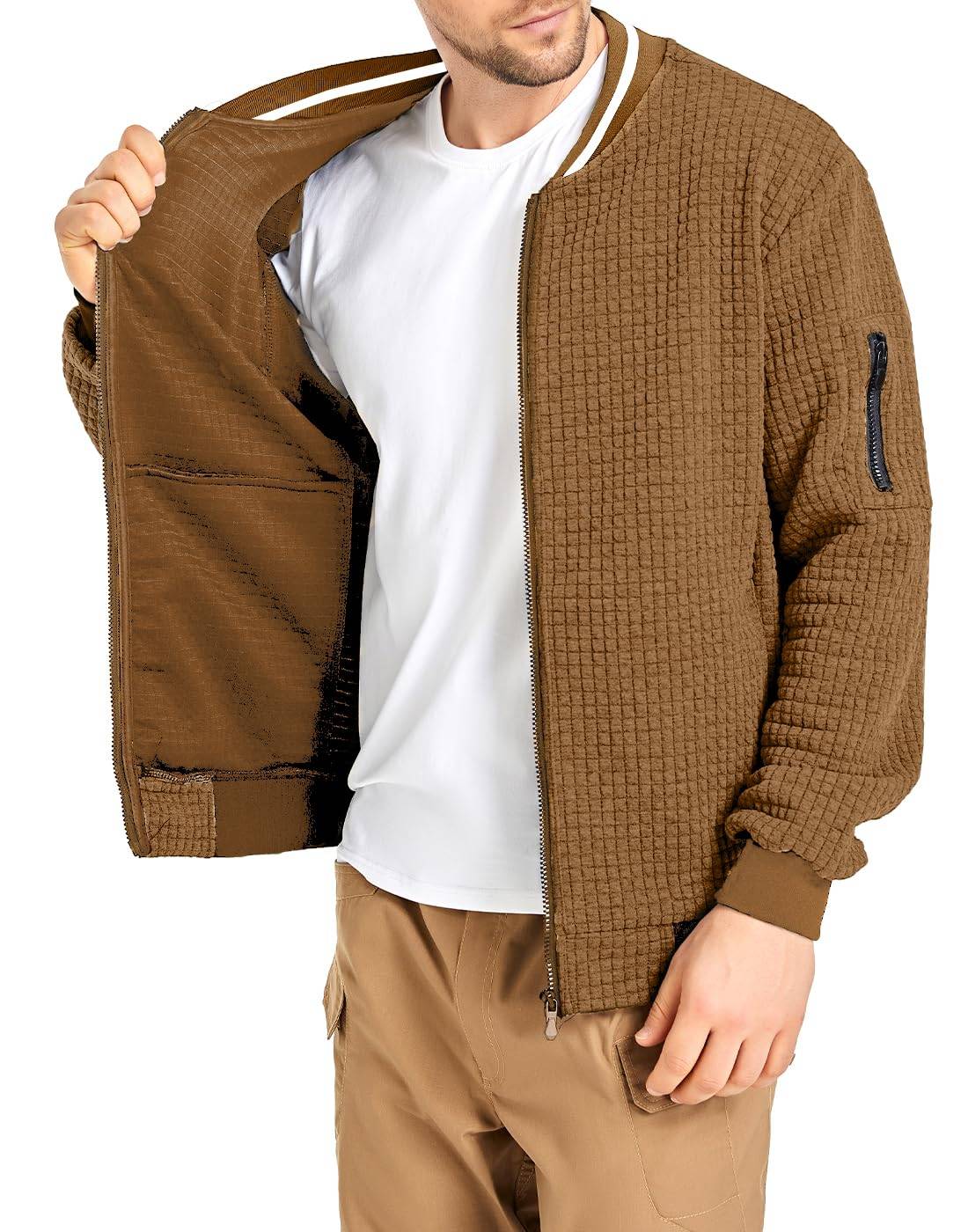 Mens Lightweight Jacket Casual Bomber Jacket Varsity Coat