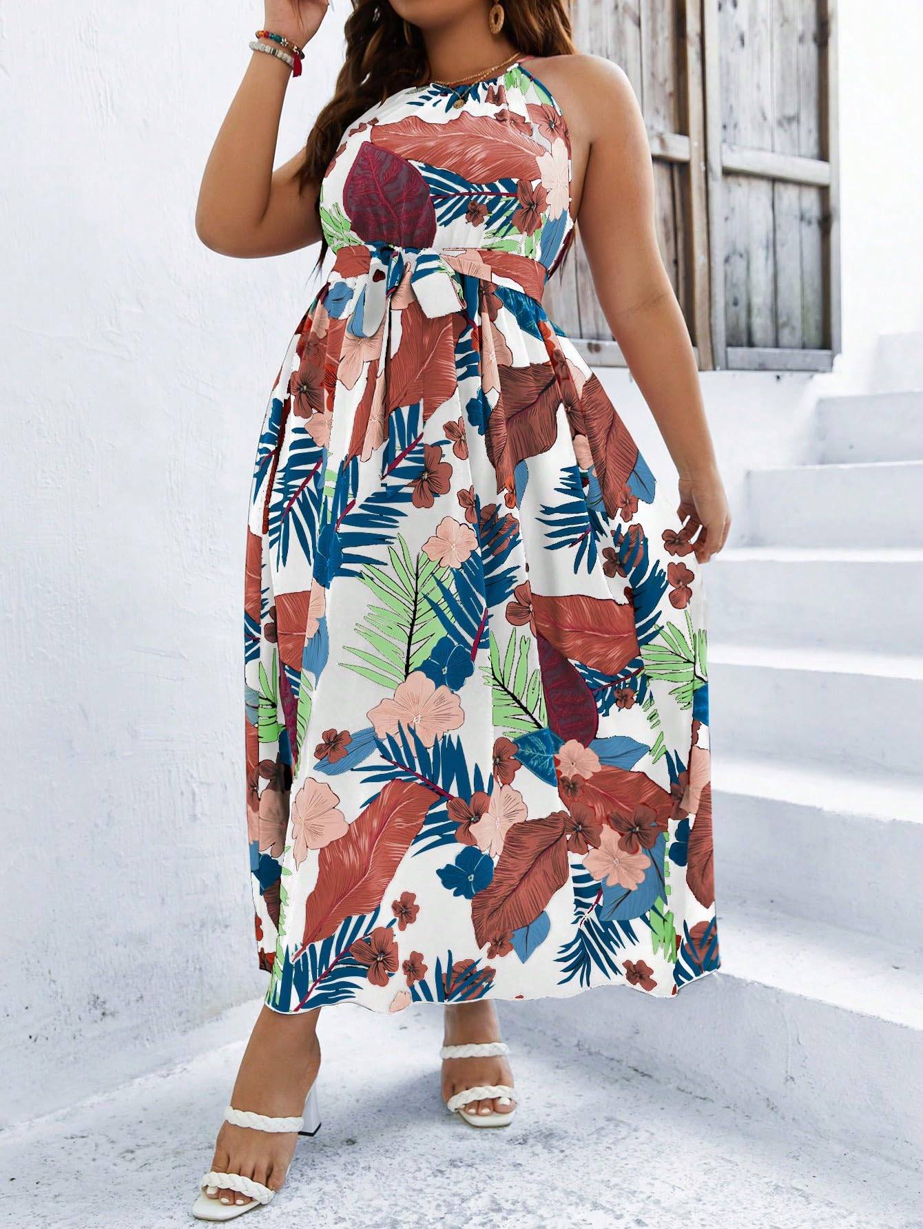 Women's Plus Size Boho A Line Long Dress