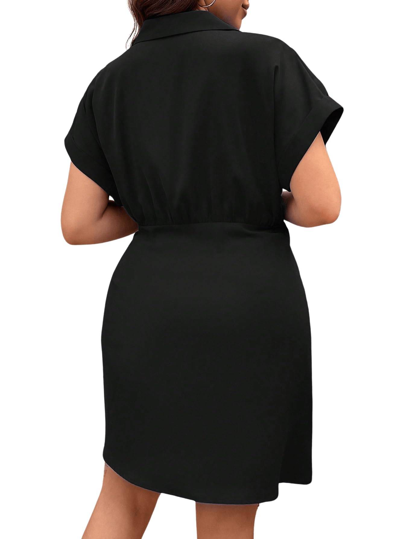 Women's Plus Size Short Sleeve Wrap Mini Dress