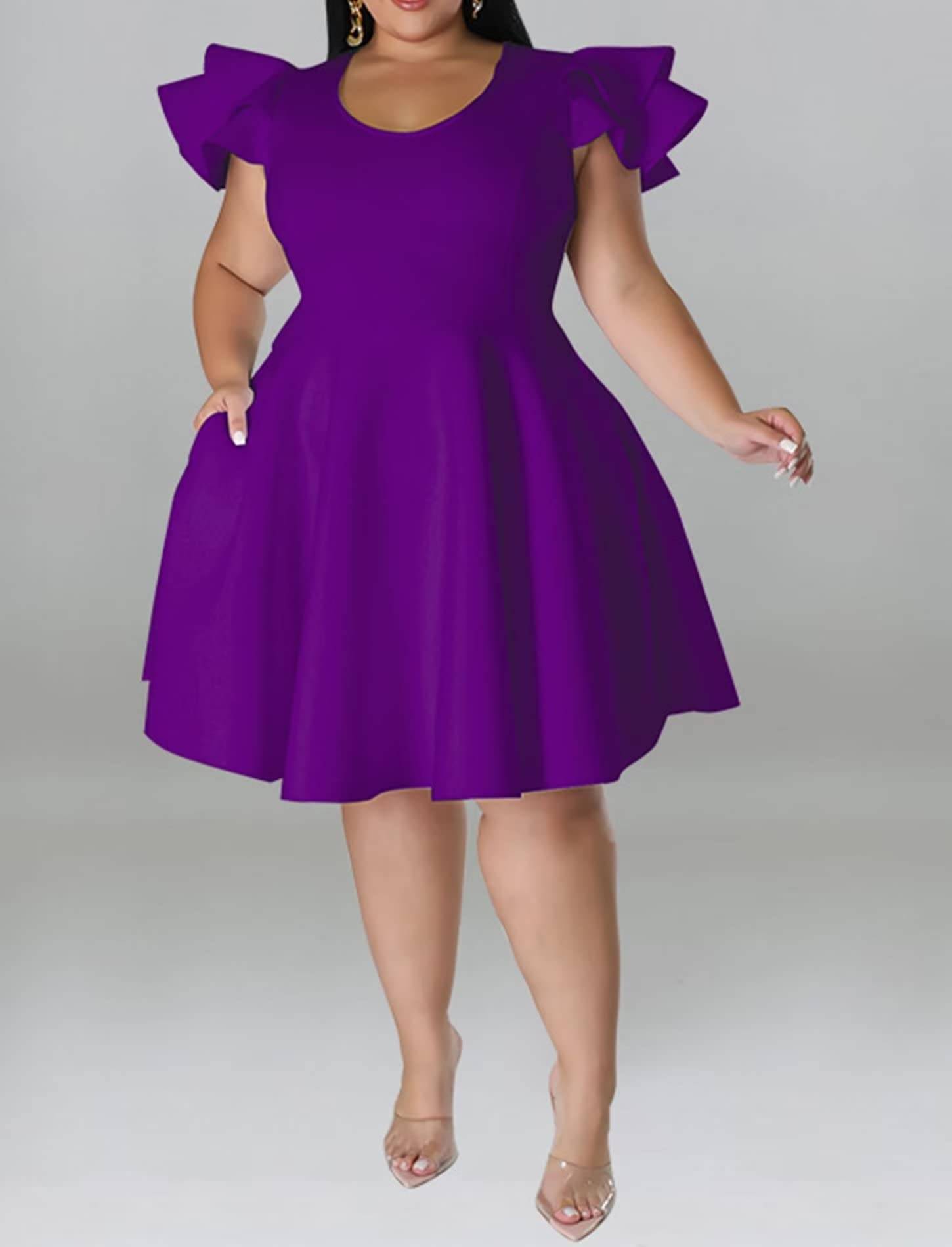 Women's Plus Size A Line Party Dress with Pockets