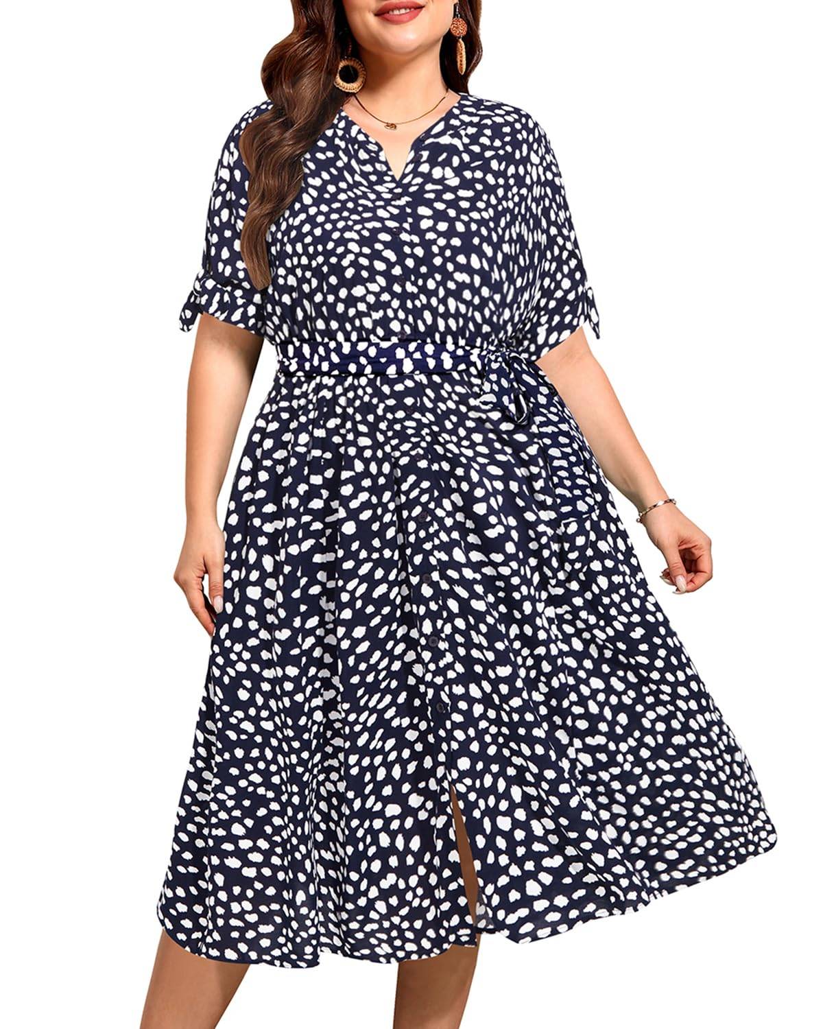 Women's Summer Midi Dress Plus Size Sundress