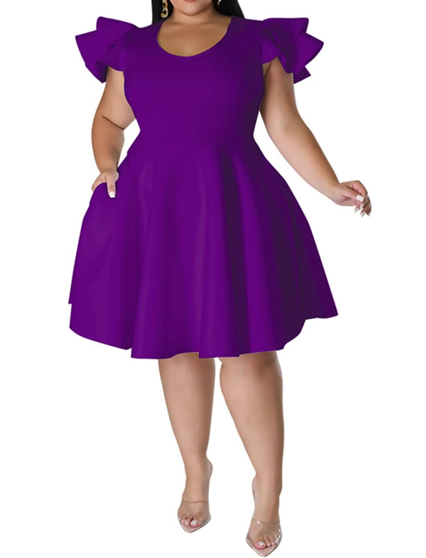 Women's Plus Size A Line Party Dress with Pockets