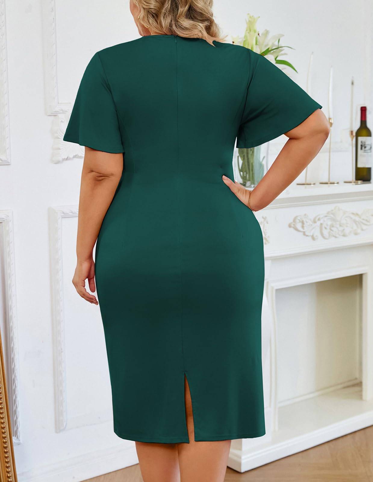 Plus Size Wrap V-Neck Midi Dress Dress for Women