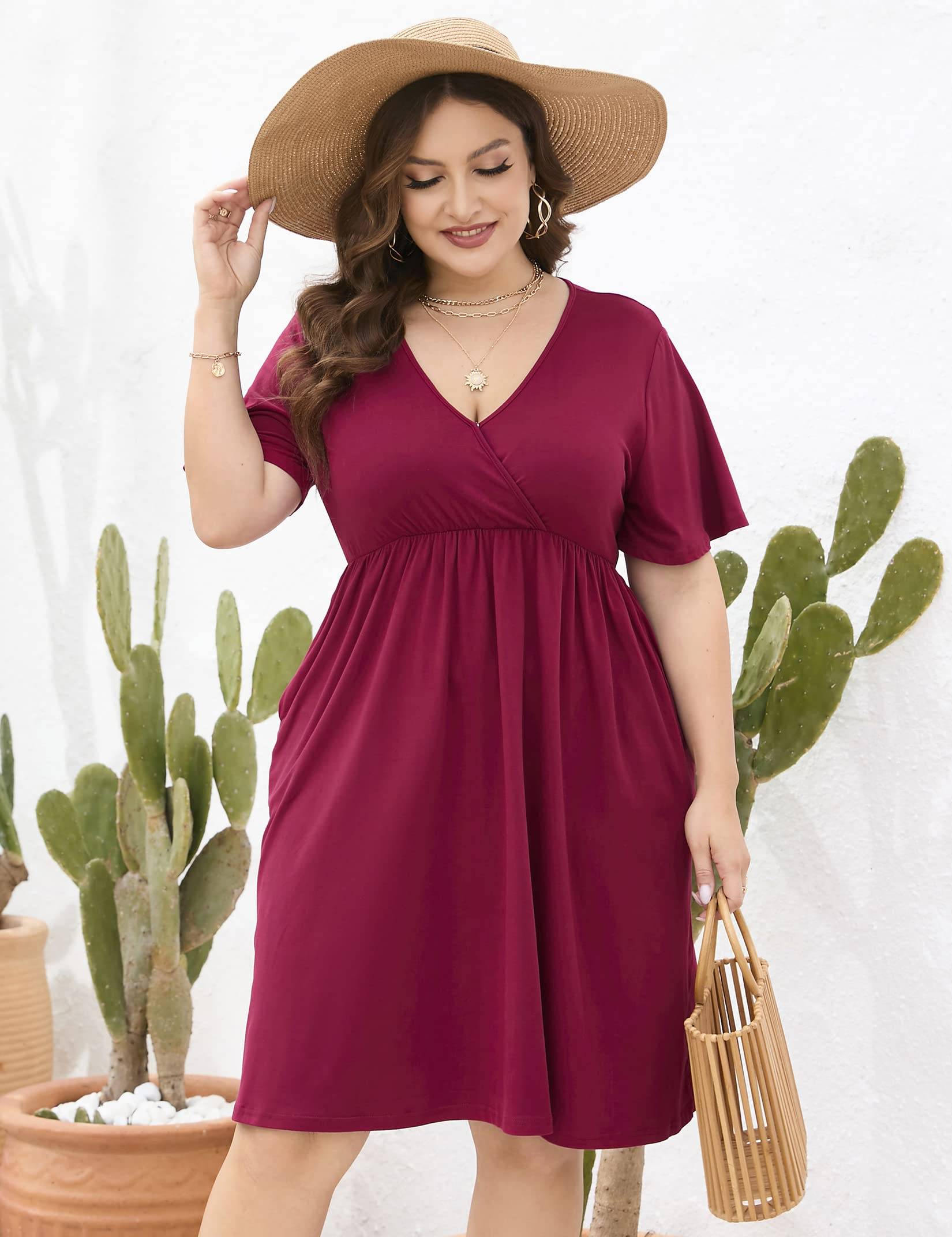 Plus Size Summer Dress Women's A Line Midi Dresses