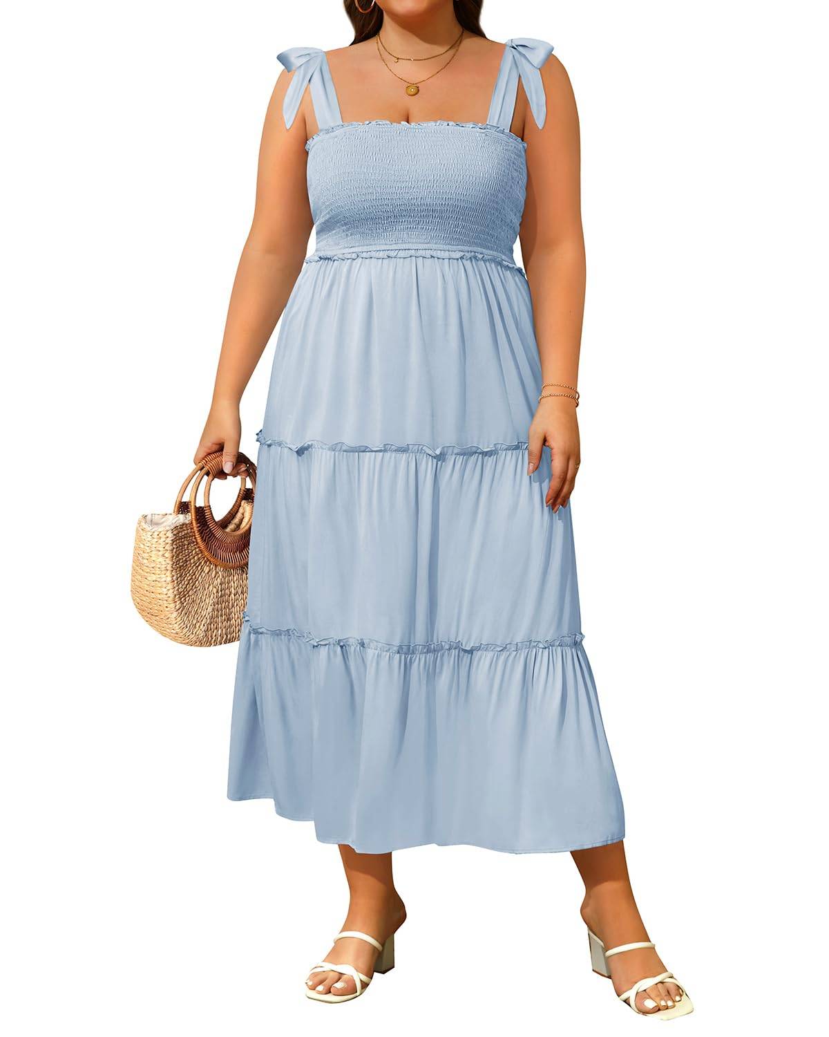 Women's Plus Size Strap Maxi Beach Long Dress