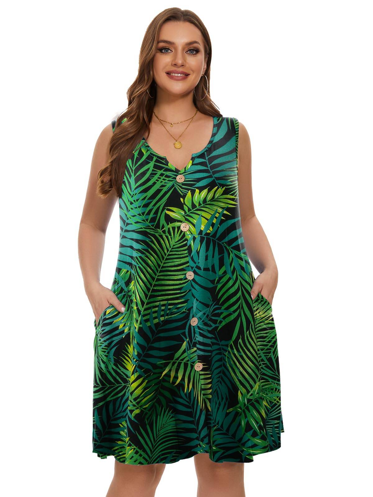 Women Plus Size A Line Sundresses Midi Dress