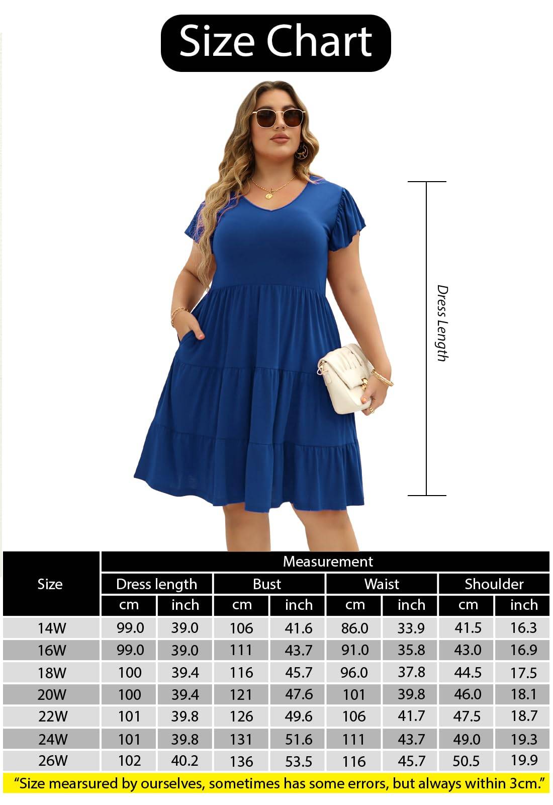 Womens Plus Size dresses Midi Dress with Pockets