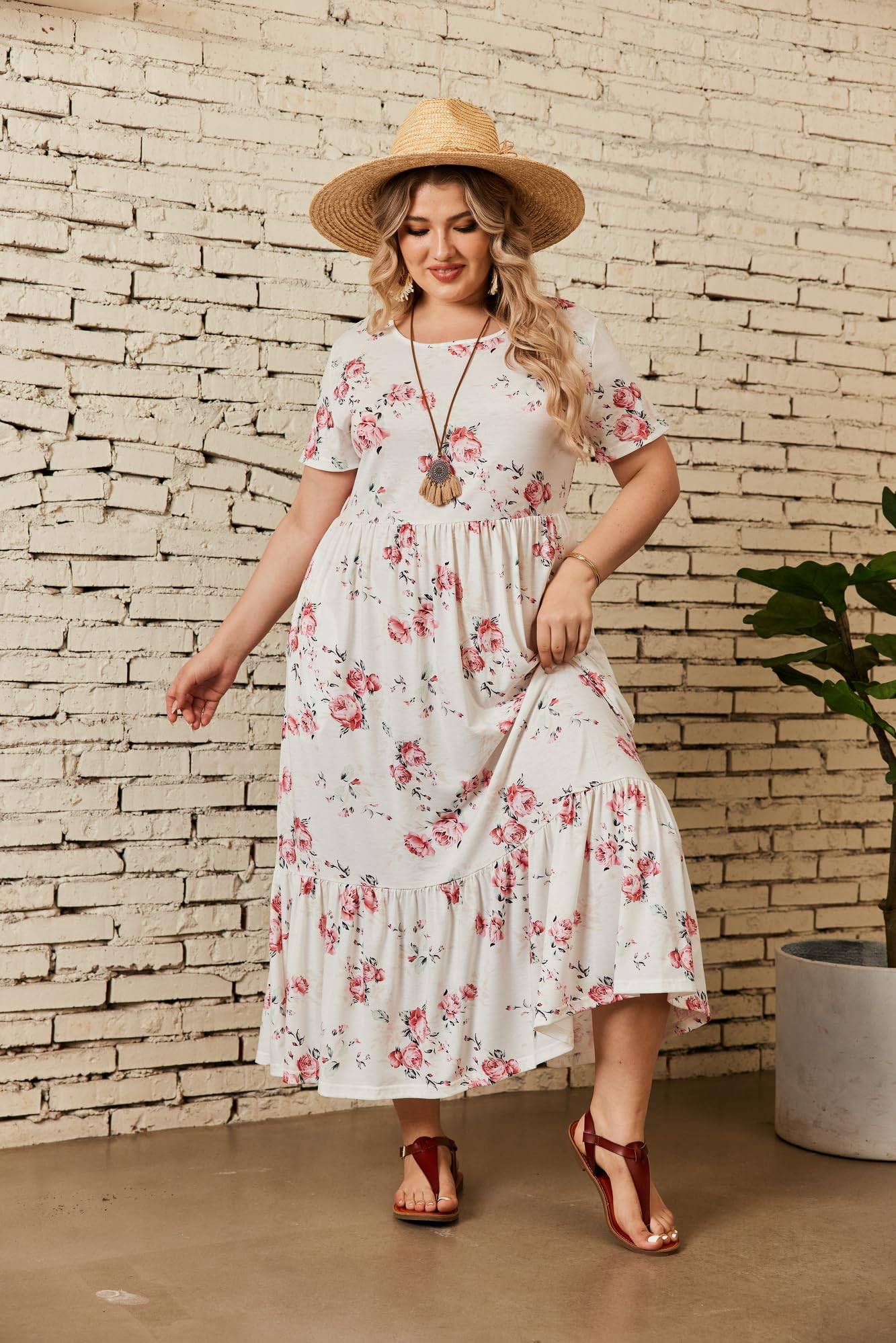 Women Plus Size Long Maxi Dresses with Pockets