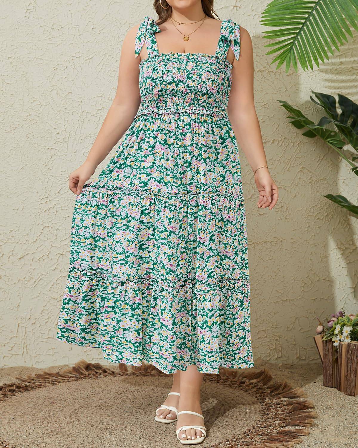 Women's Plus Size Strap Maxi Beach Long Dress