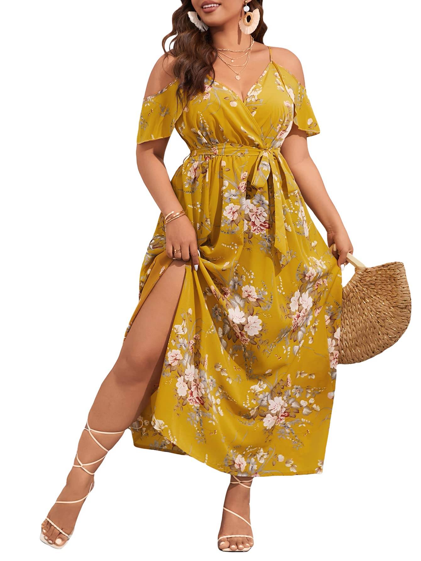 Women's Plus Size Short Sleeve Long Dress