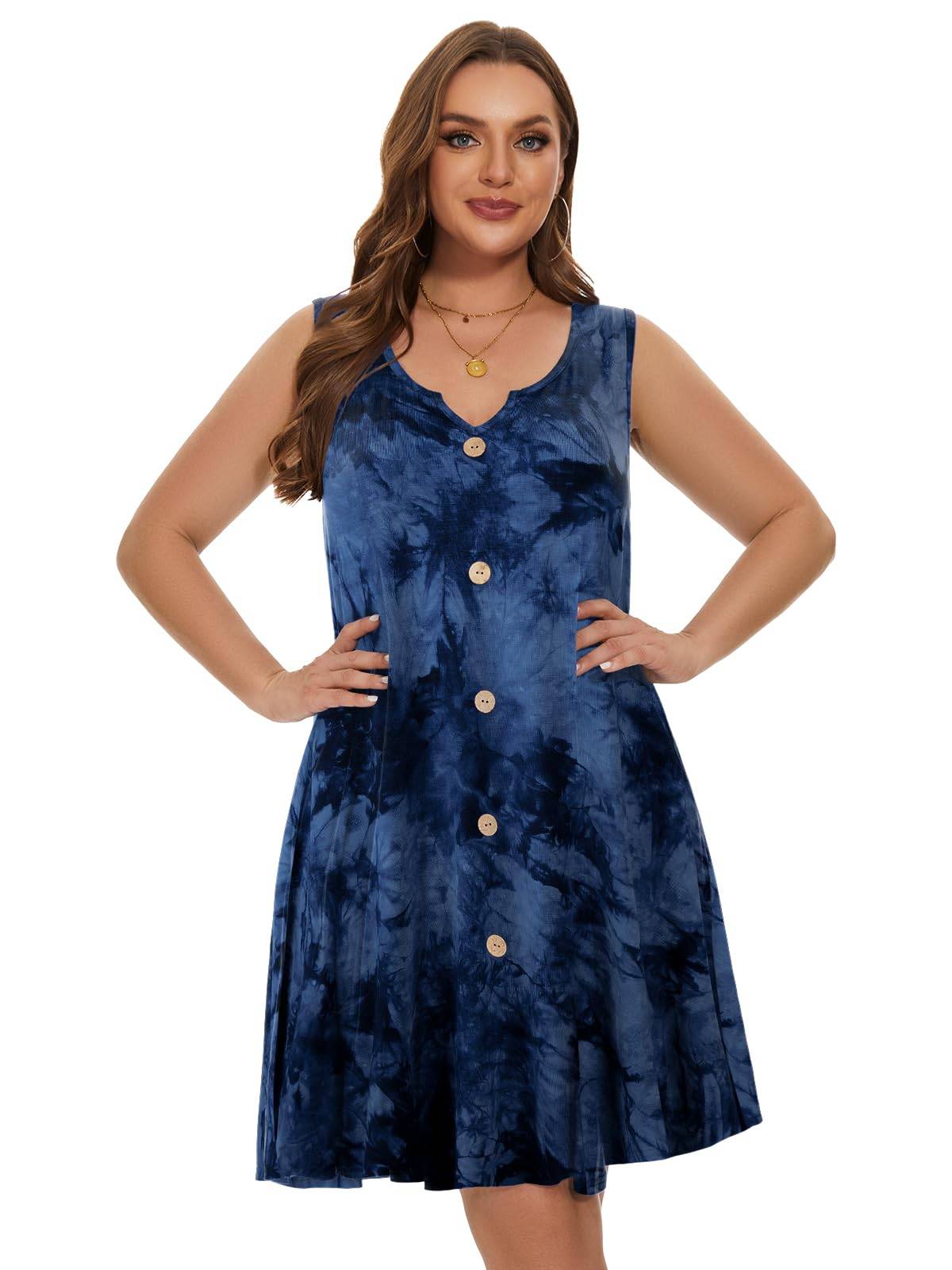 Women Plus Size A Line Sundresses Midi Dress