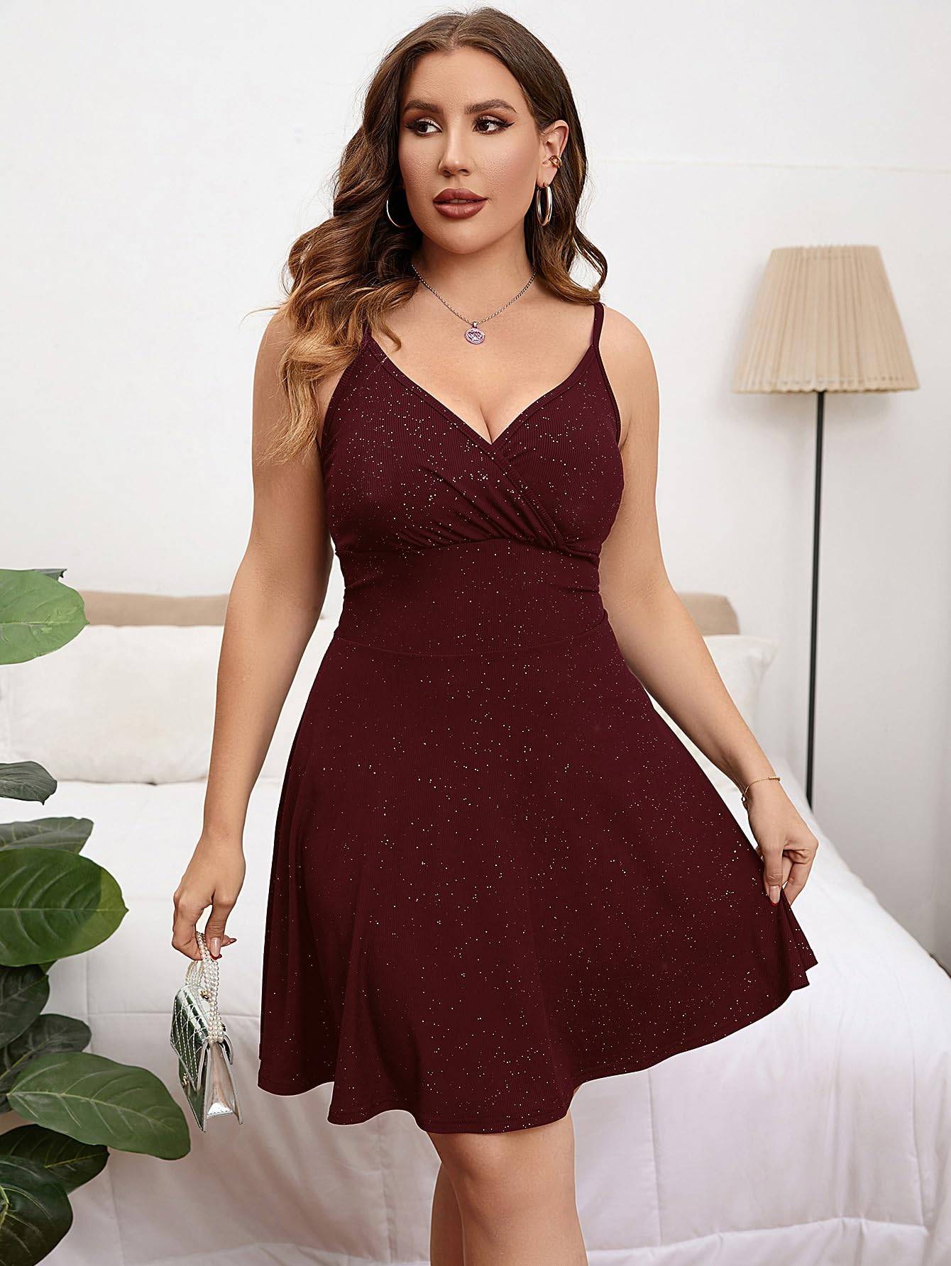 Women's Plus Size Sleeveless Glitter Dress