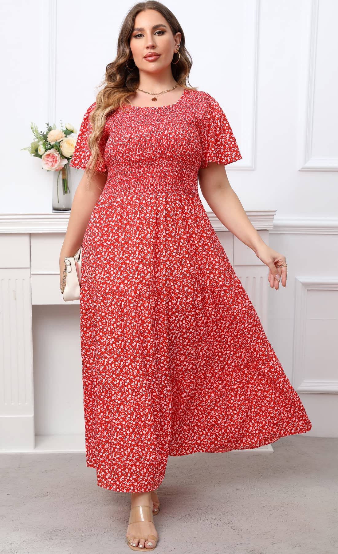 Women's Plus Size Maxi Dress Floral Boho Dress