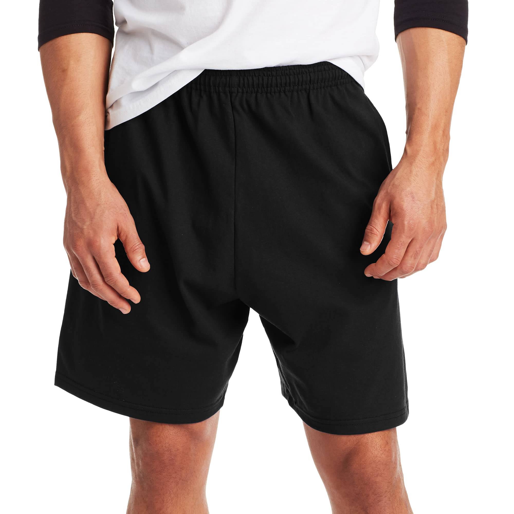 Men's Athletic Shorts, Cotton Shorts, Pull-On Knit Shorts with Pockets, Knit Gym Shorts, 7.5" Inseam