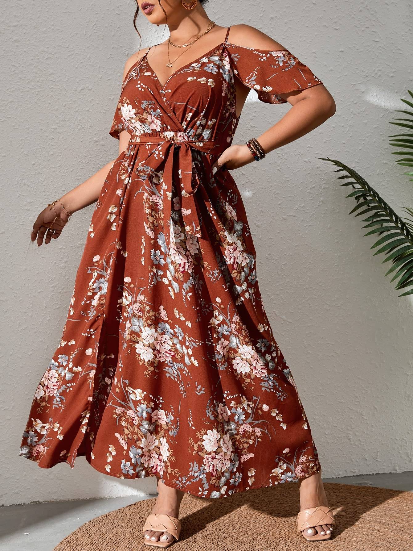 Women's Plus Size Short Sleeve Long Dress