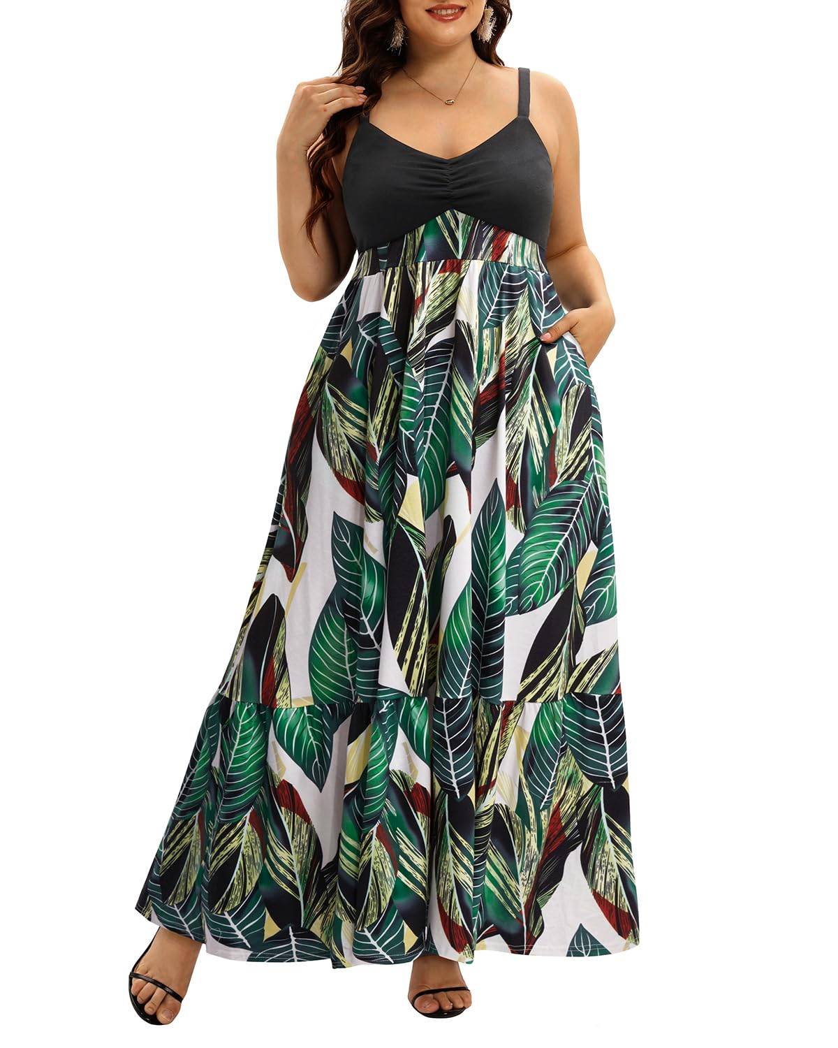 Women's Plus Size Maxi Sun Dress Sundress Pockets