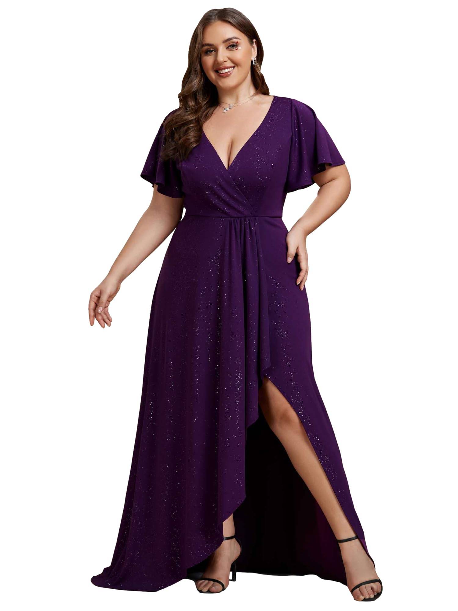 Women's Glitter A-line Plus Size Formal Dresses