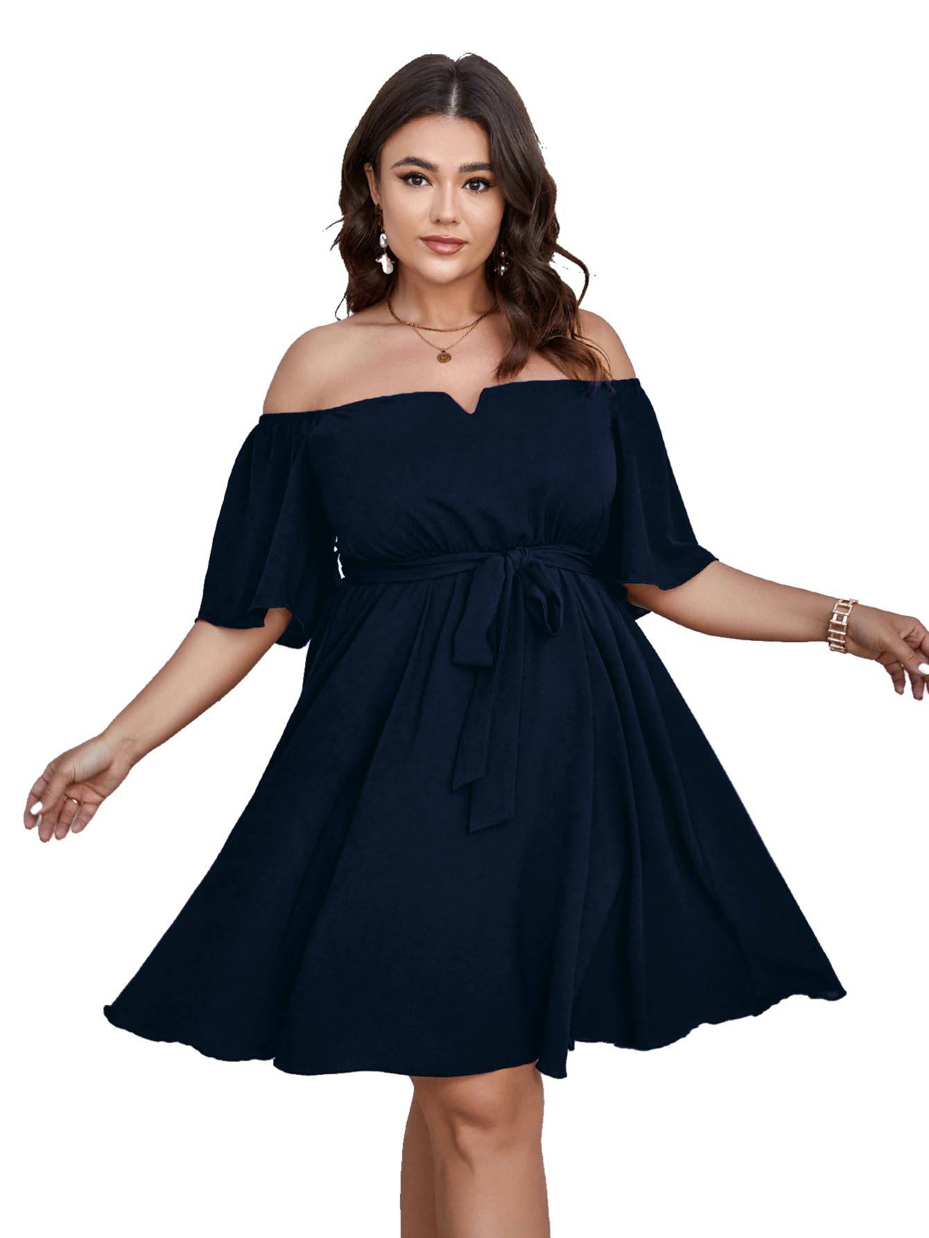 Womens Plus Size Short Sleeve A-Line Mini Dress